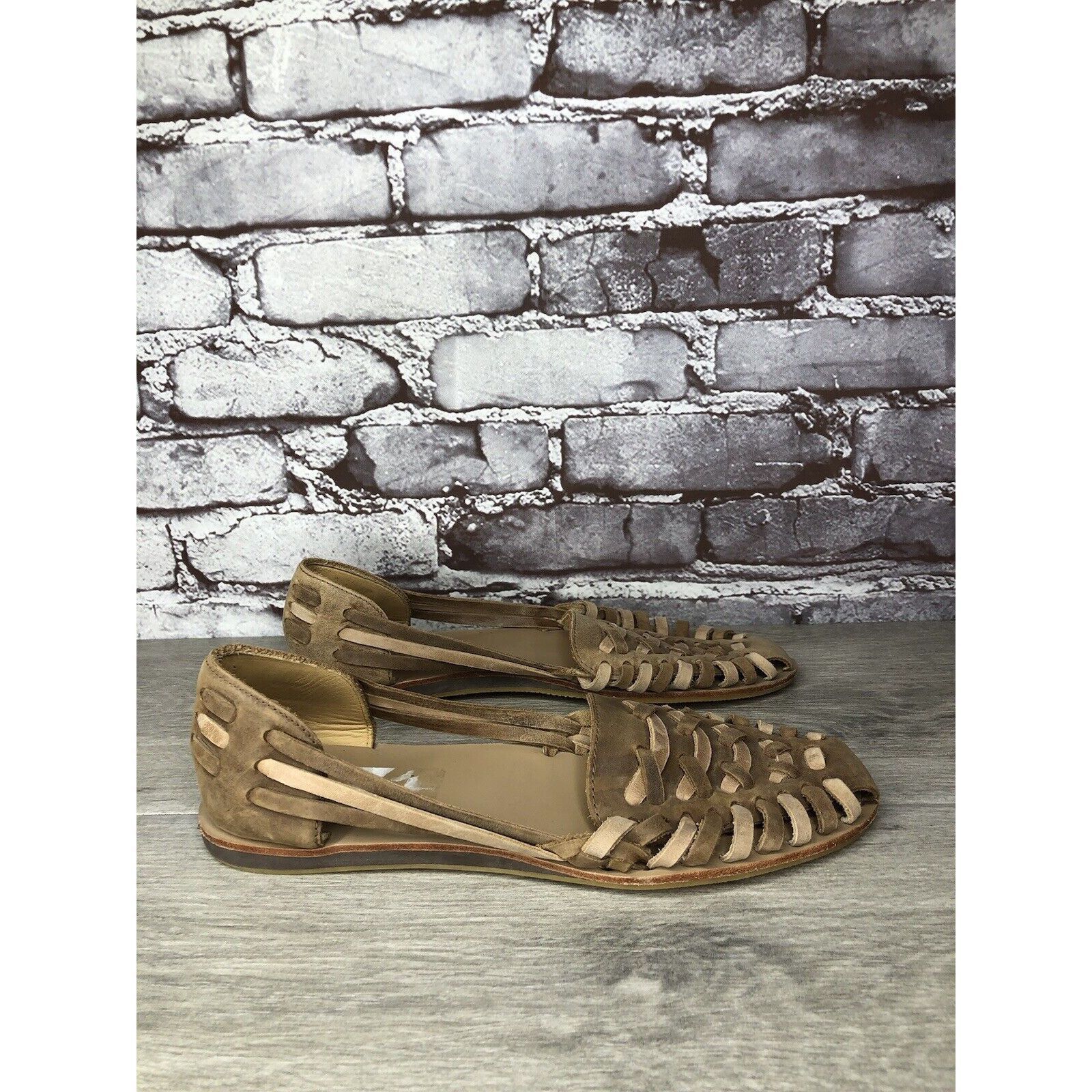 Nisolo NISOLO Tan Brown Huarache Leather Weaves Flats Sandals Women Size US 10 / IT 40 - 8 Thumbnail