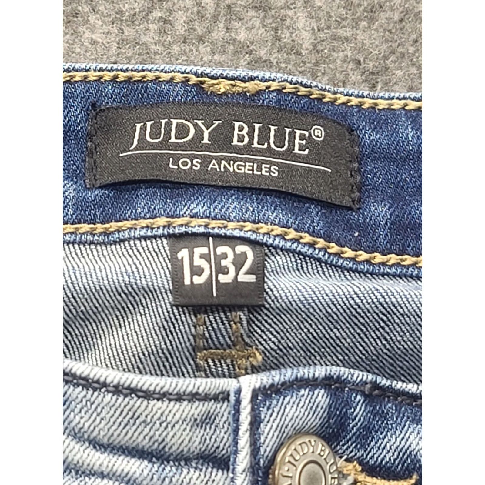 Vintage Judy Blue Jeans Womens 34x30 Boyfriend High Rise Button Fly Distressed Raw Blue Denim Regular 5-Pocket Rise: High Mens? Size 24" / US 00 / IT 34 - 2 Thumbnail