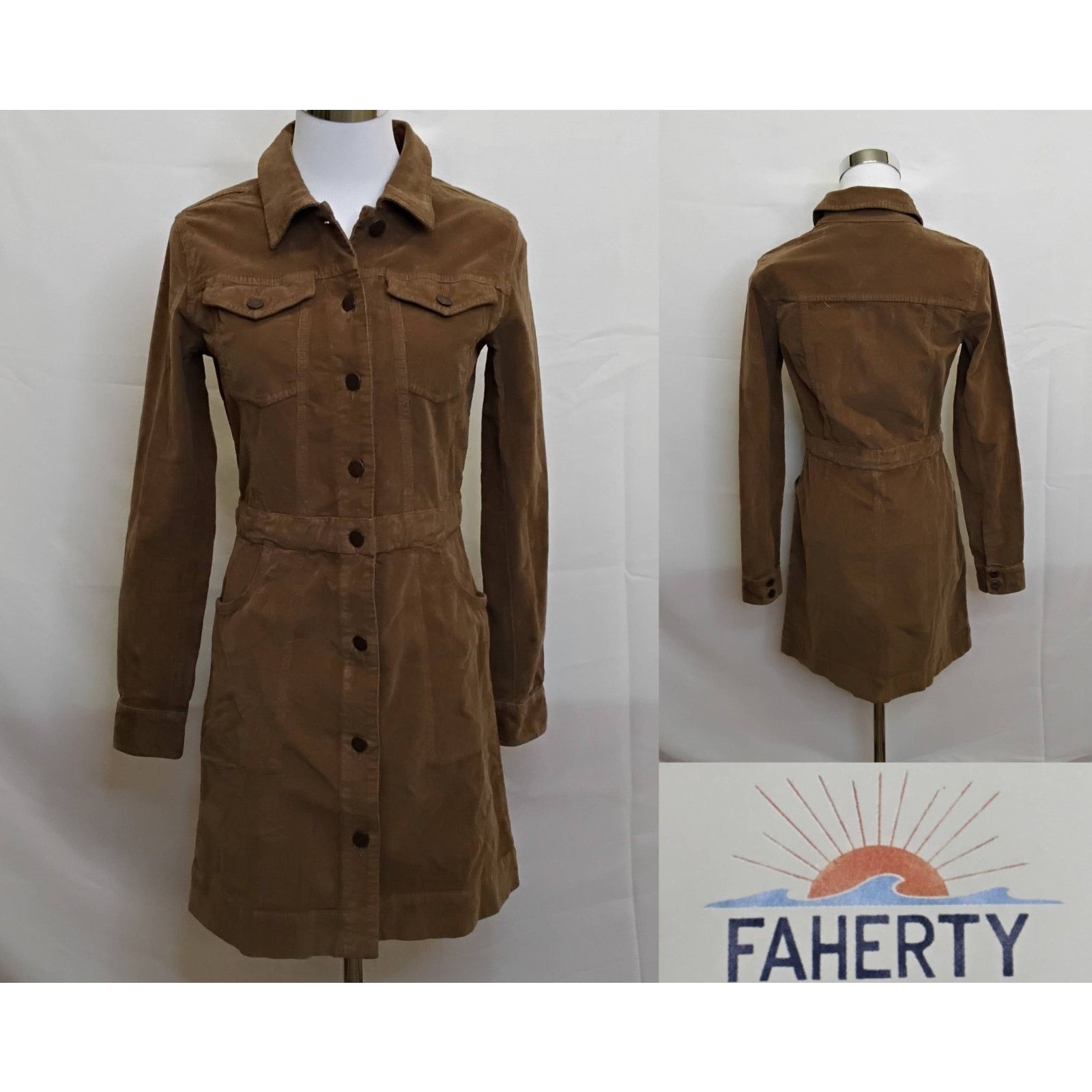 Faherty Faherty Michelle Dress Women S Brown Corduroy Jacket NWT Size S / US 4 / IT 40 - 1 Thumbnail