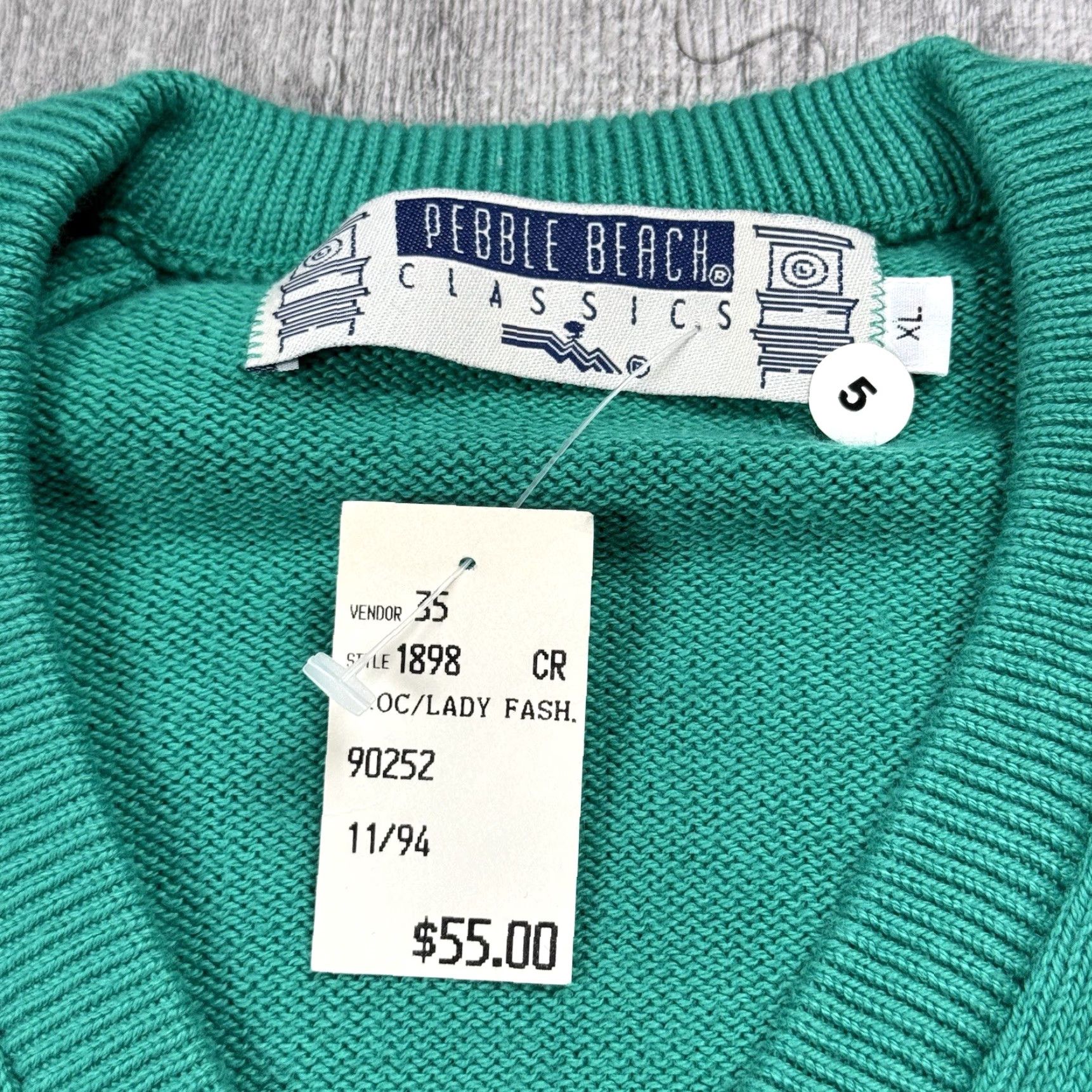 Vintage VINTAGE Pebble Beach Golf Sweater V-Neck Teal XL Mens Retro 80s Solid Knit Long Sleeve Size US XL / EU 56 / 4 - 4 Thumbnail
