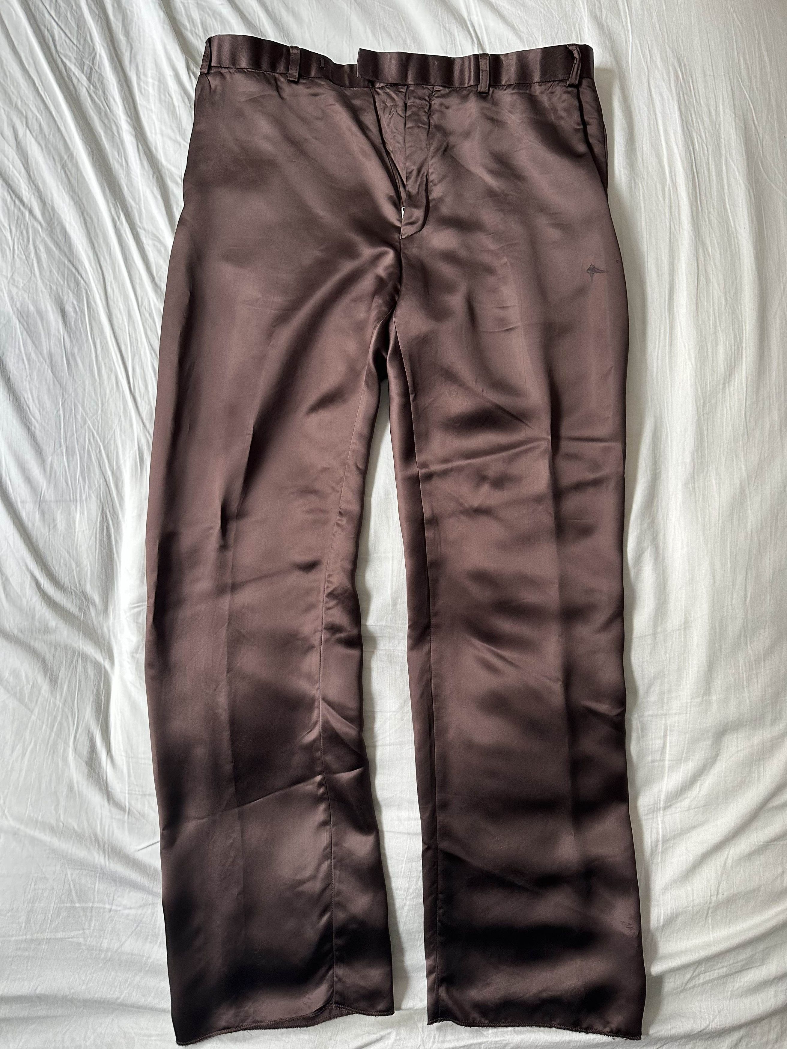 image of Martine Rose Viscose Wide Leg Trousers in Brown, Men's (Size 36)