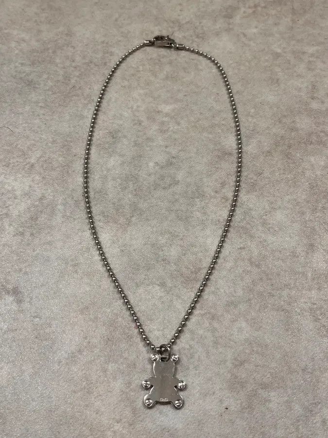 Dolce & Gabbana 2000s Dolce & Gabbana Teddy Bear Grey Necklace Size ONE SIZE - 1 Thumbnail