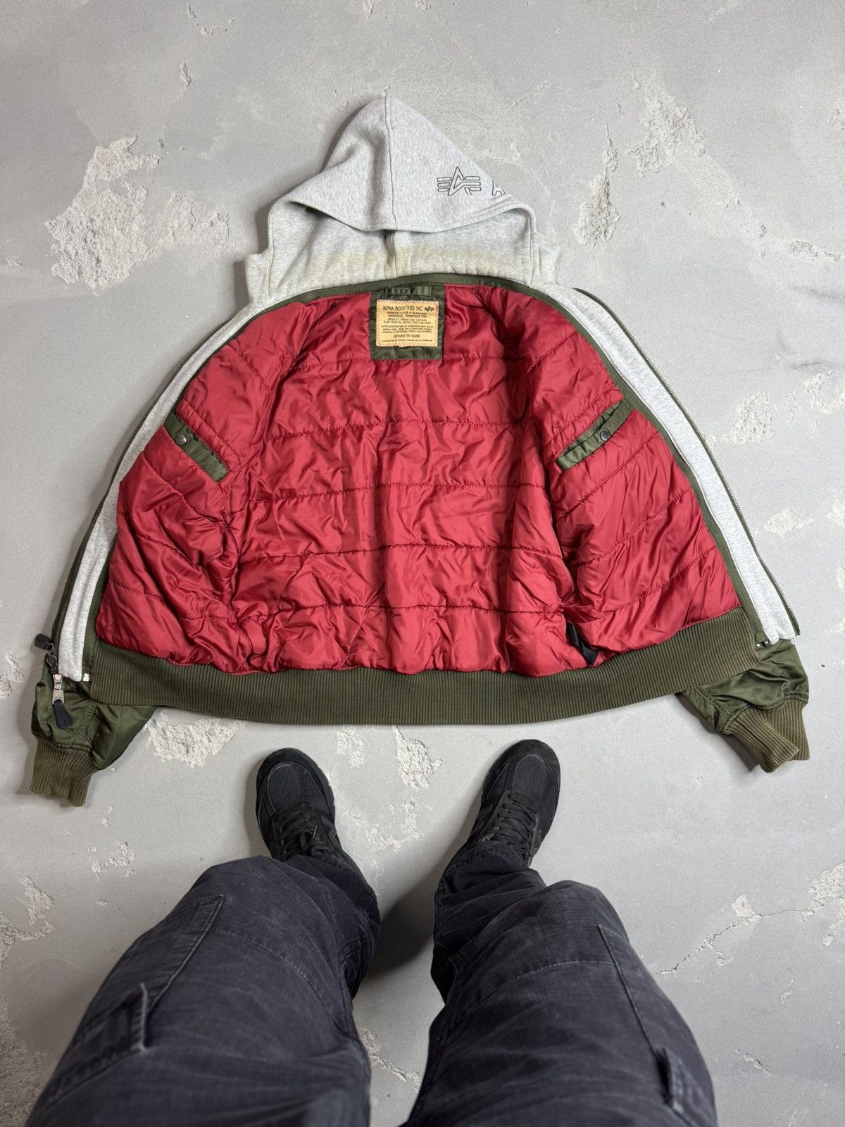 Alpha Industries × Vintage Vintage Alpha Industries Hooded Bomber Jacket Size US XL / EU 56 / 4 - 5 Thumbnail