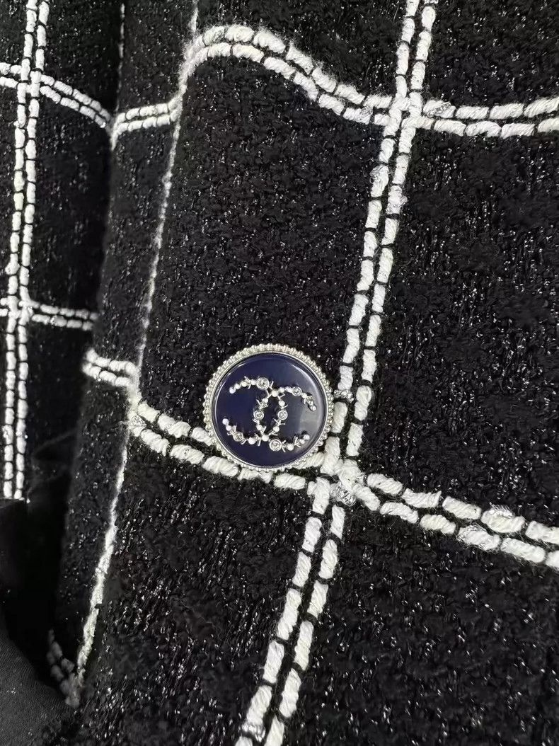Chanel Chanel Roof series black and white plaid lotus leaf collar Size XS / US 0-2 / IT 36-38 - 3 Thumbnail