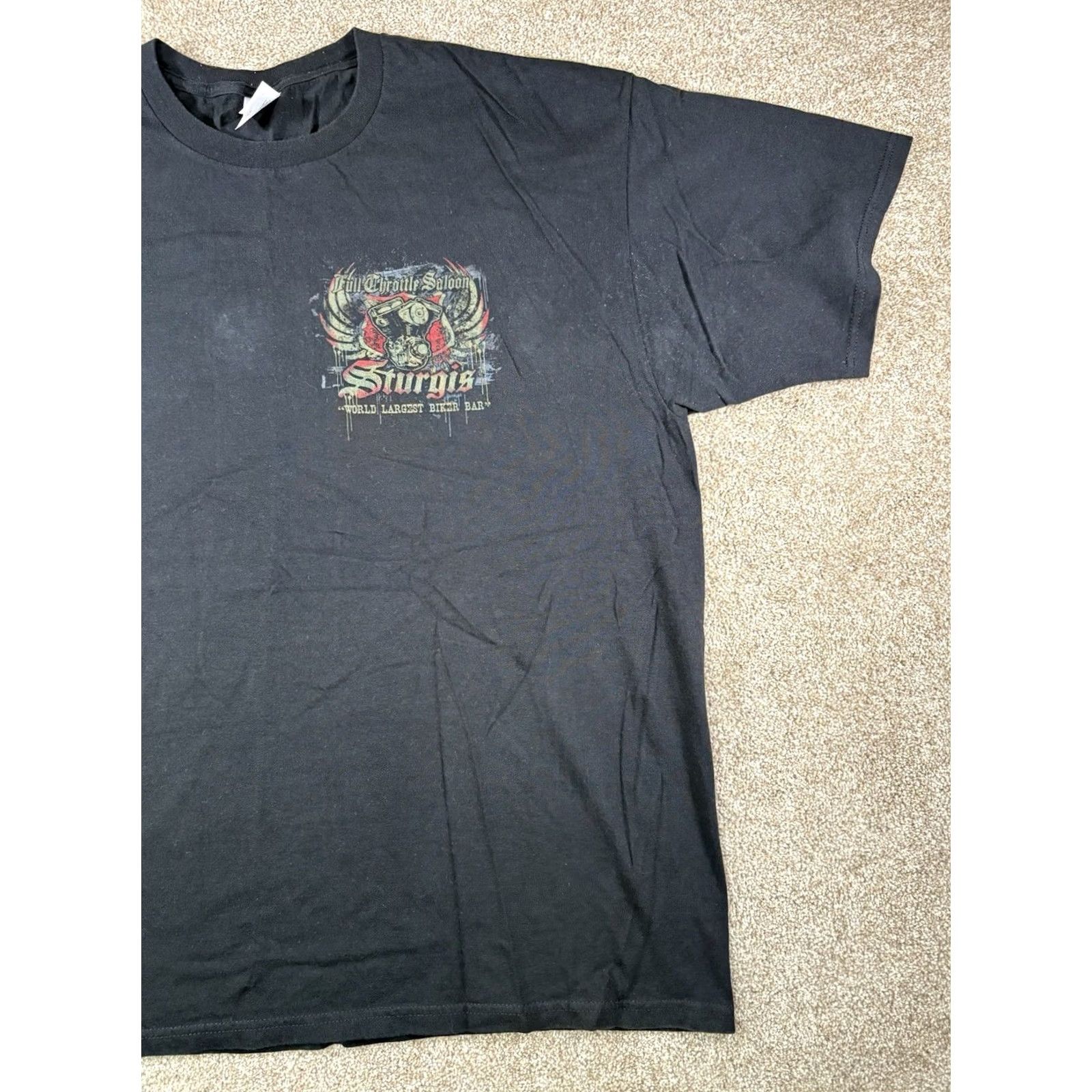 Anvil VINTAGE Full Throttle Saloon Double Sided T Shirt Black Biker Bar Sturgis SD Size 2XL Unisex Adults TshirtMen? Size US XXL / EU 58 / 5 - 7 Thumbnail