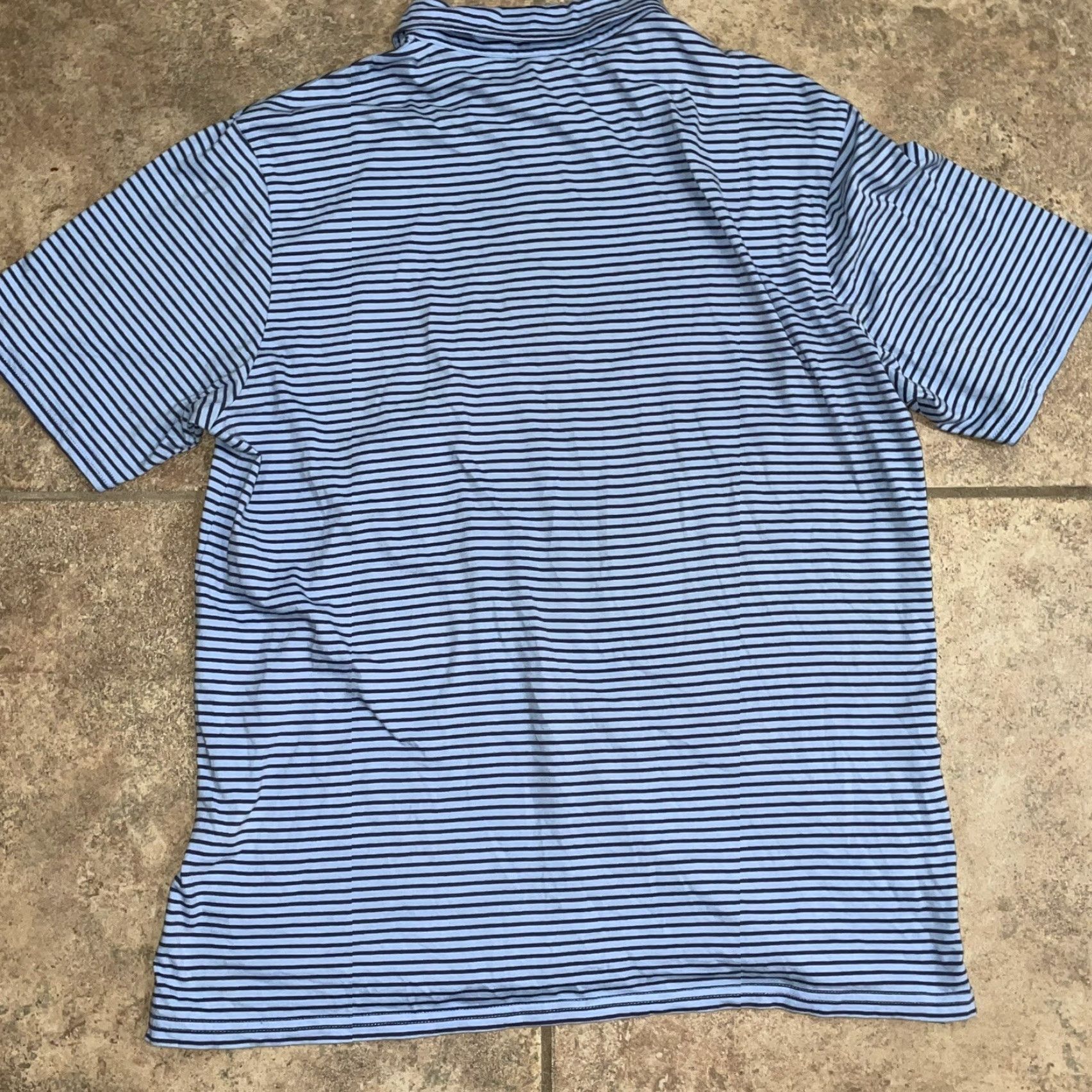 johnnie-O Johnnie-O Hamgin’ out Half Button Up Short Sleeve Blue Striped Men’s L Shirt Men Blue Striped L Size US 33 - 5 Thumbnail
