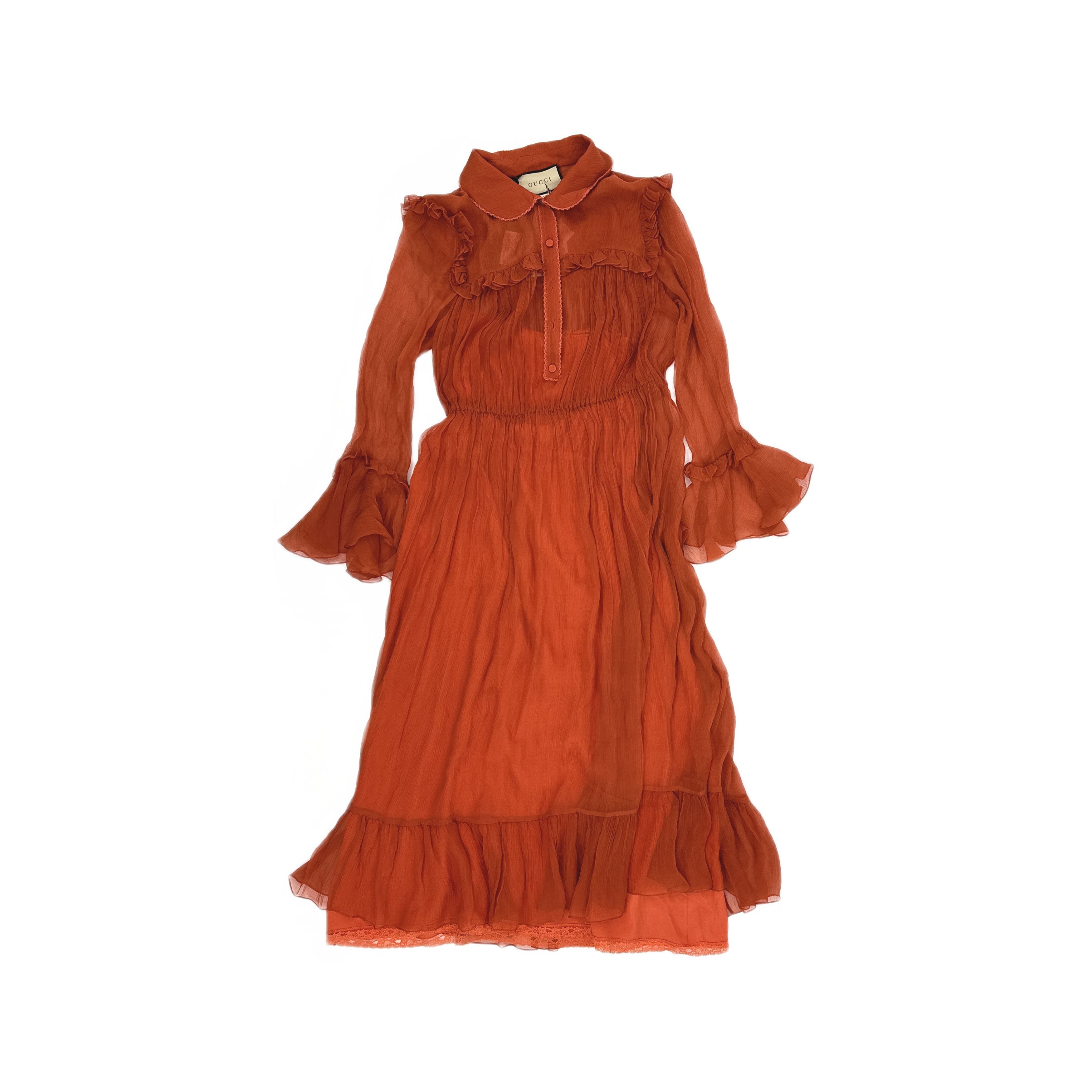 Gucci Gucci Ruffle Long Sleeve Dress Size 42 Size M / US 6-8 / IT 42-44 - 1 Thumbnail