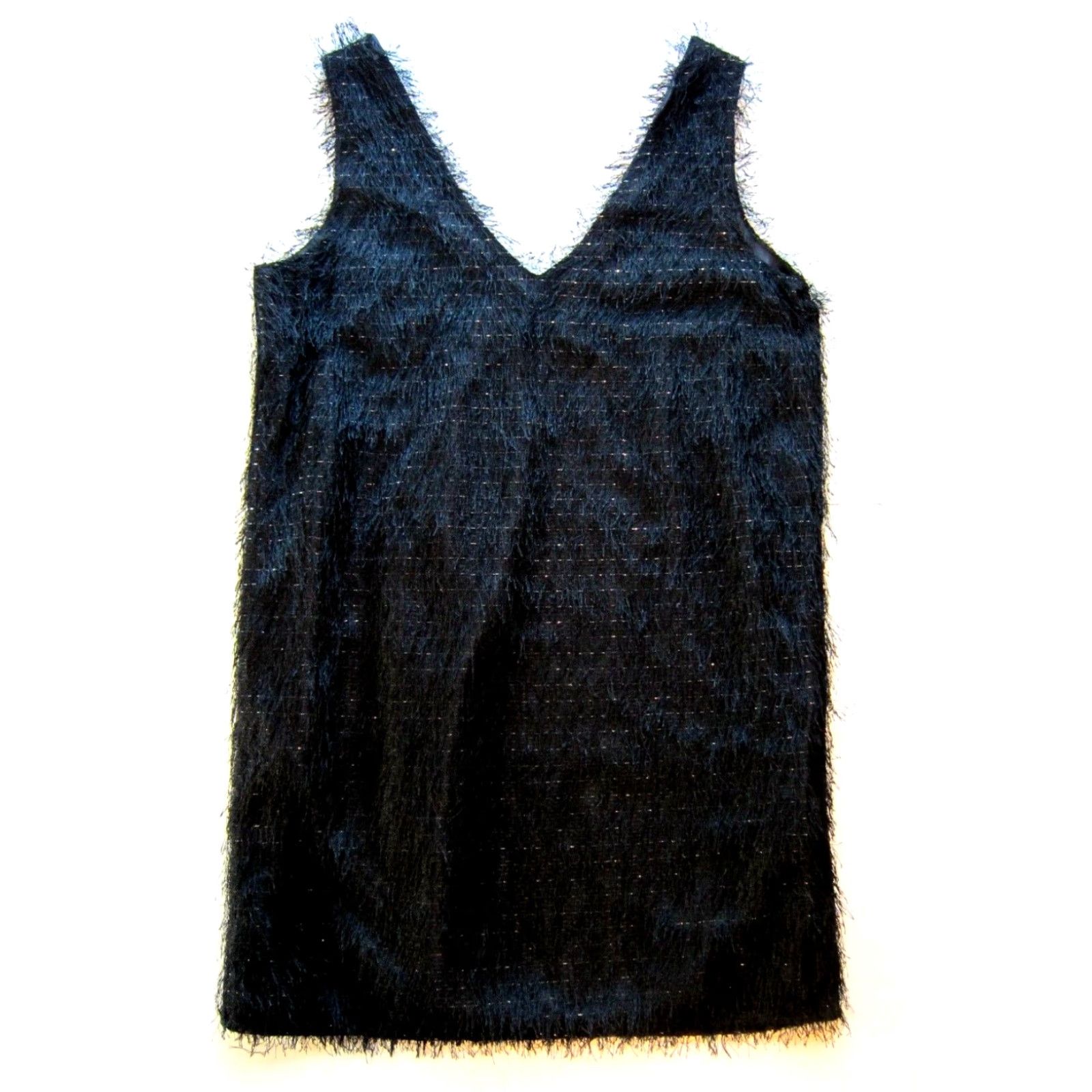 Vintage NWT Fashion Union Black Furry Silver Tunic Tank Dress M/8 Shirt/ Tank Dress Size M / US 6-8 / IT 42-44 - 2 Thumbnail