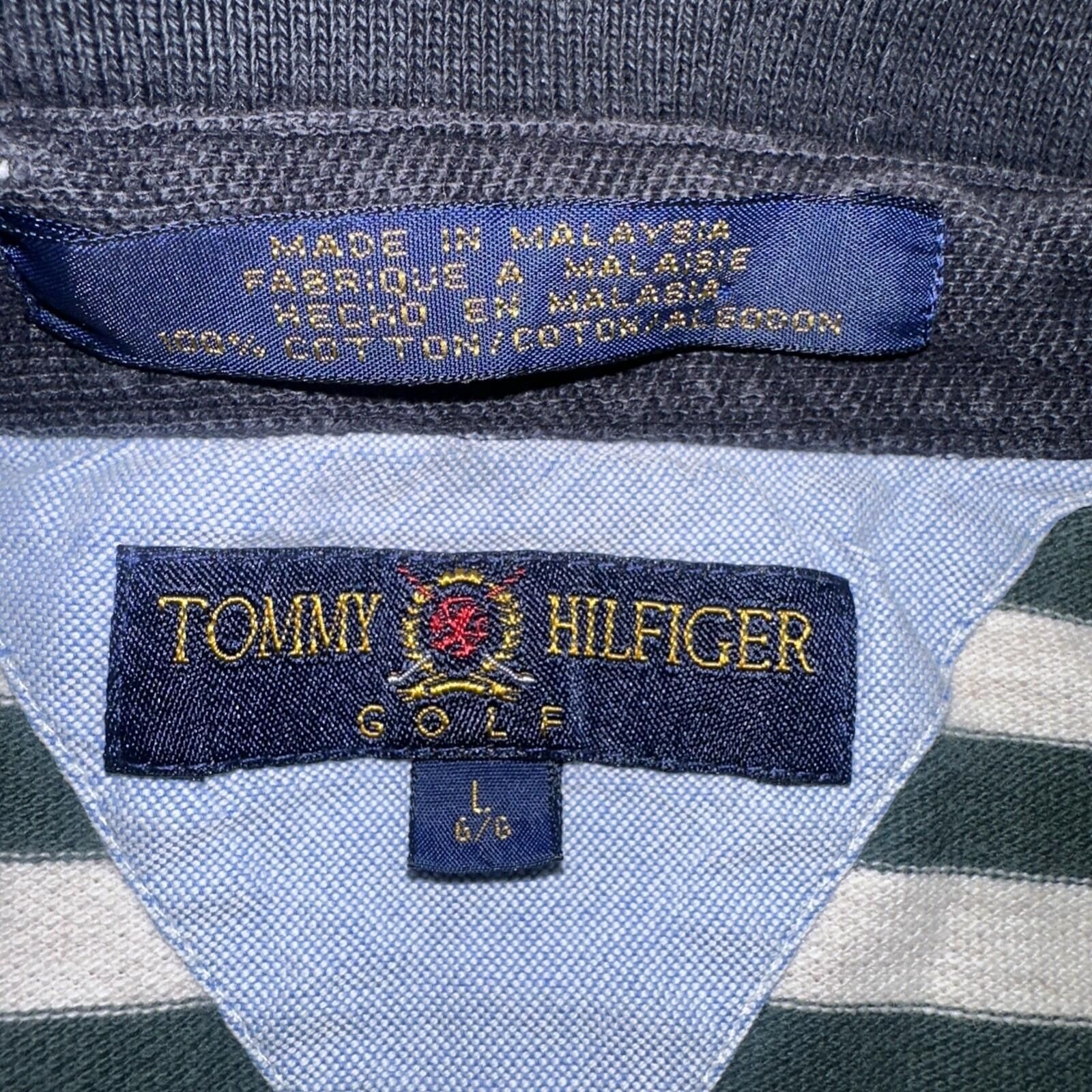 Tommy Hilfiger Tommy Hilfiger Golf Green White Striped Polo Shirt L Size US L / EU 52-54 / 3 - 3 Thumbnail