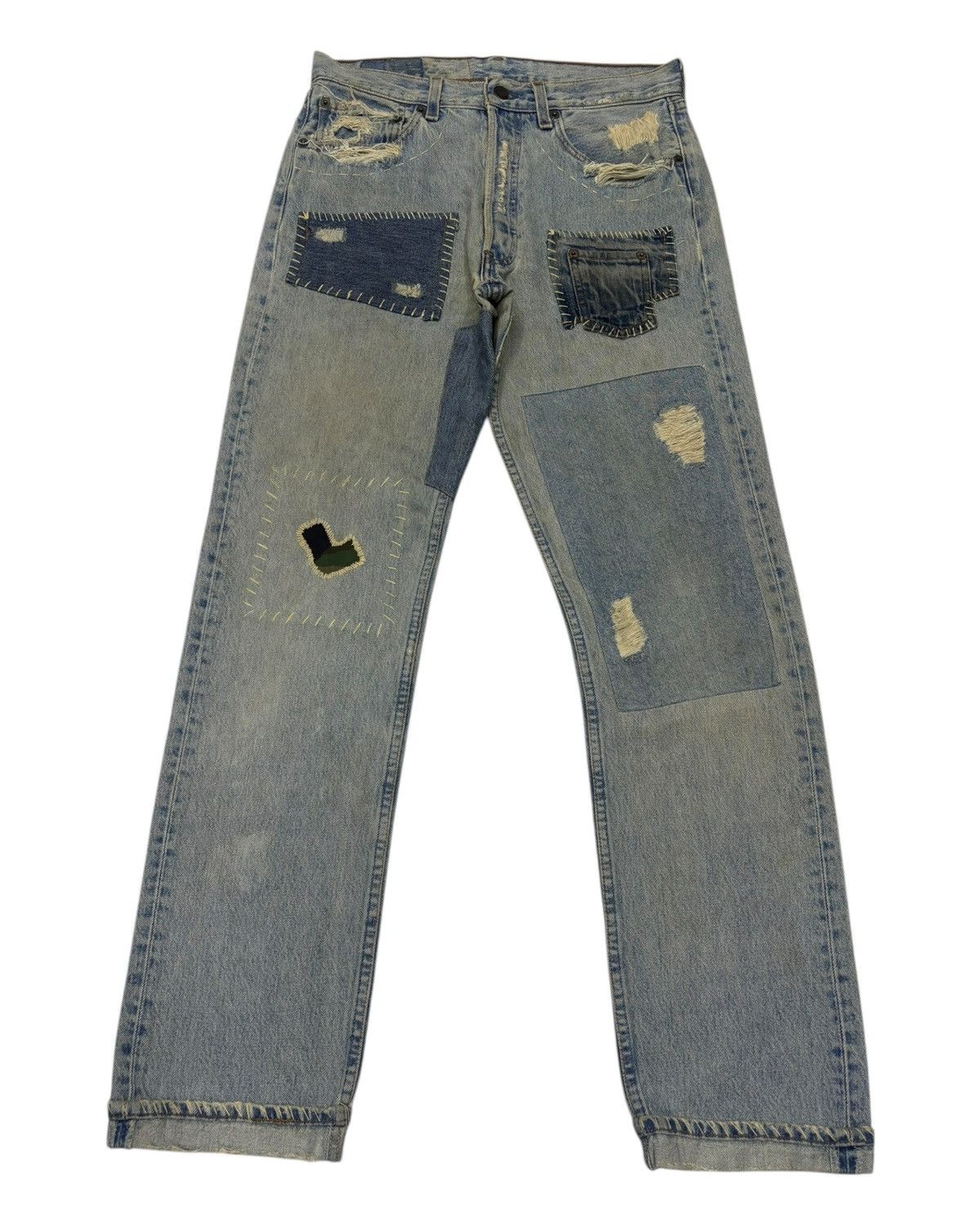 If Six Was Nine × Kapital × Levi's 🔥VINTAGE LEVIS 501 RECONSTRUCTED PATCHWORK DENIM JEANS Size US 30 / EU 46 - 6 Thumbnail