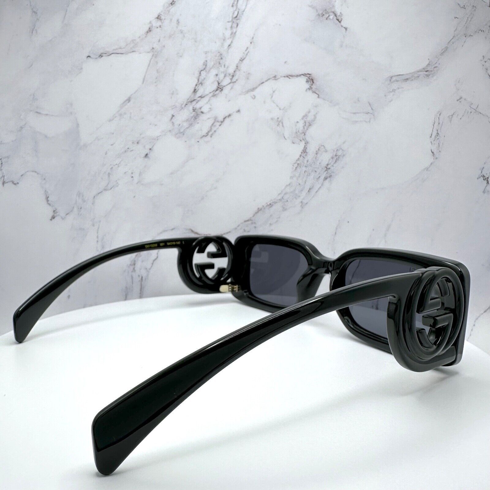 Gucci Black Sunglasses Square Interlocking GG Logo New