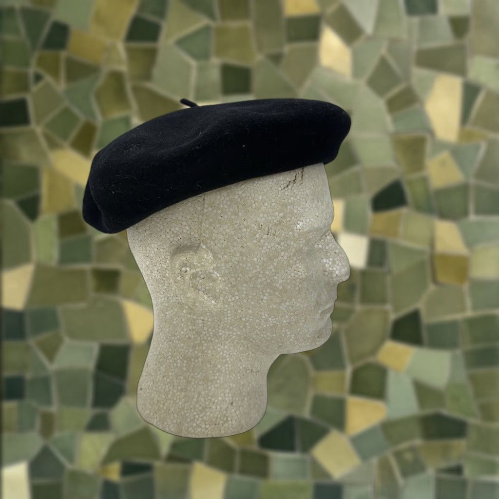 Vintage Mile Beret Hat Black Fontanella, 20 Barcelona Vintage Beret Mens One Size Black Mile Exposicion Tolosa Clothing Style: Beret, Solid Pattern, Vintage Size ONE SIZE - 1 Thumbnail