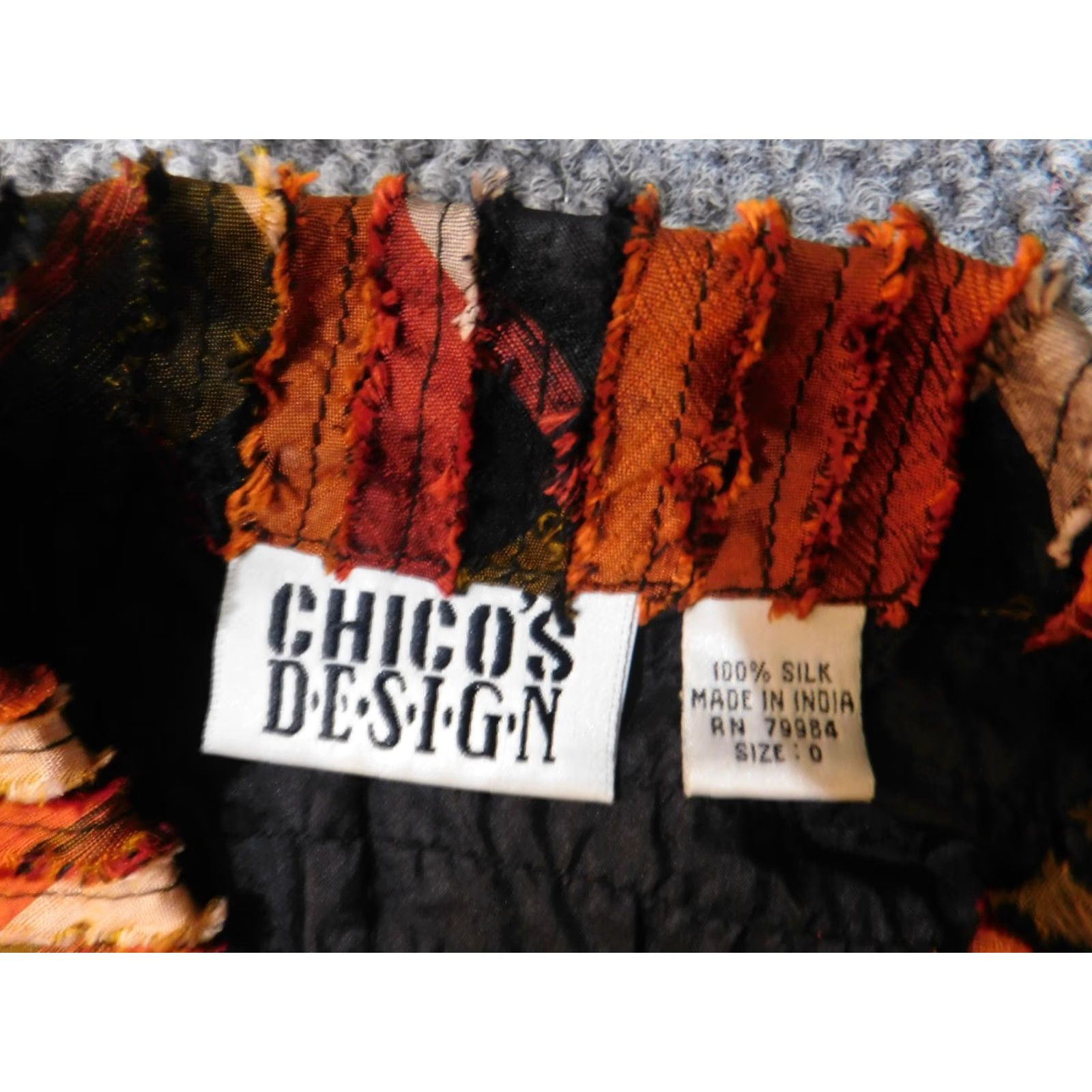 Vintage Chico's Jacket Womens Size 0 Silk Orange Ruffle Button Linen Lining Vintage No Casual Fall Spring Regular Fit Classic Design India Silk 100% Size XS / US 0-2 / IT 36-38 - 4 Thumbnail