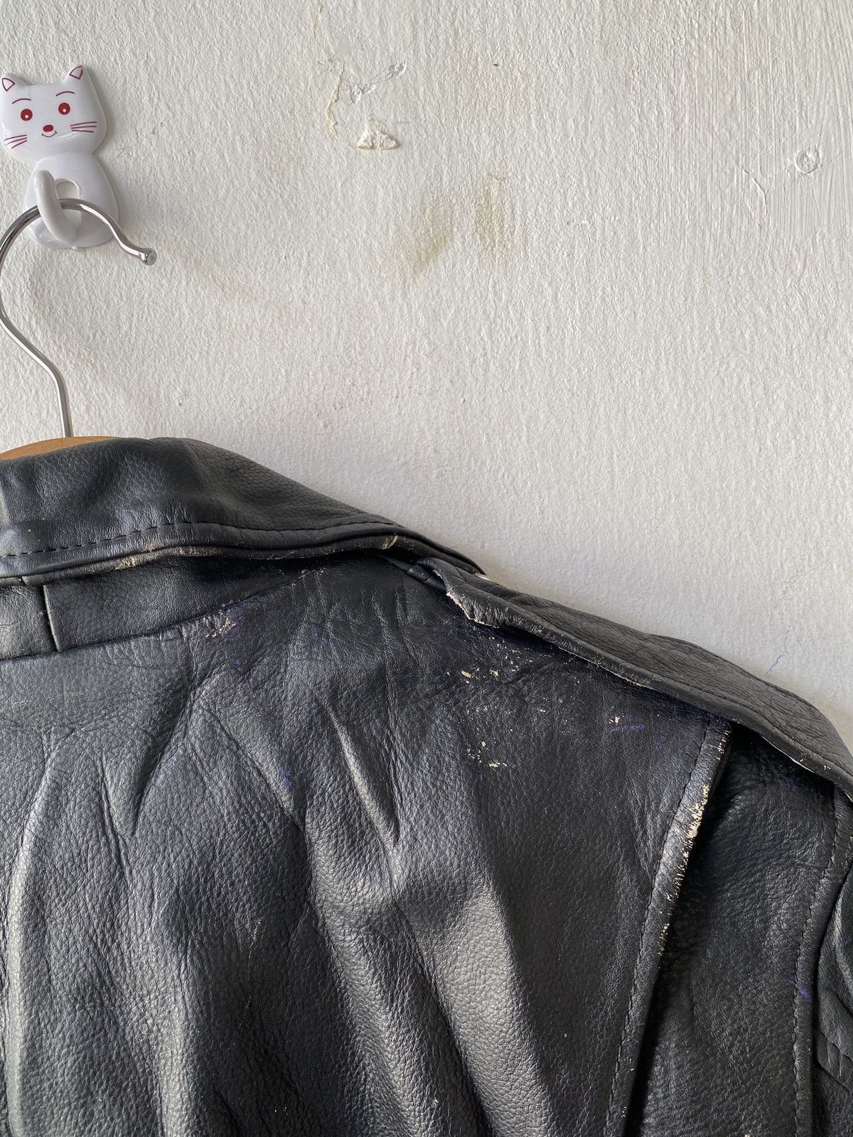 Genuine Leather Vintage 90s Double Collar Genuine Leather Biker Jacket Size US M / EU 48-50 / 2 - 13 Thumbnail