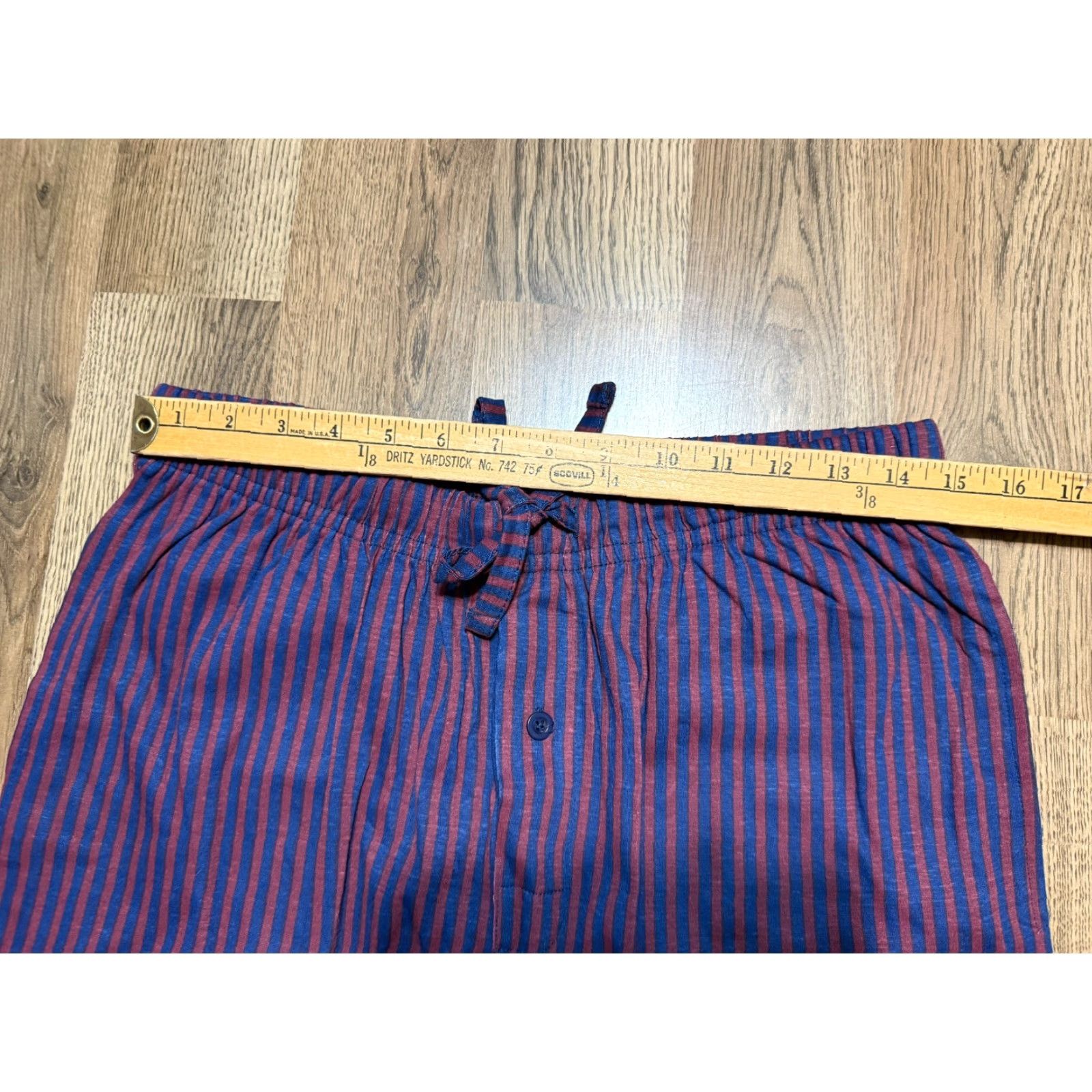 Vintage Sleephero Pants Men's Medium Blue Red Sleepwear Tie Waist Striped Pull On Pajama Pants Size US 31 - 6 Thumbnail