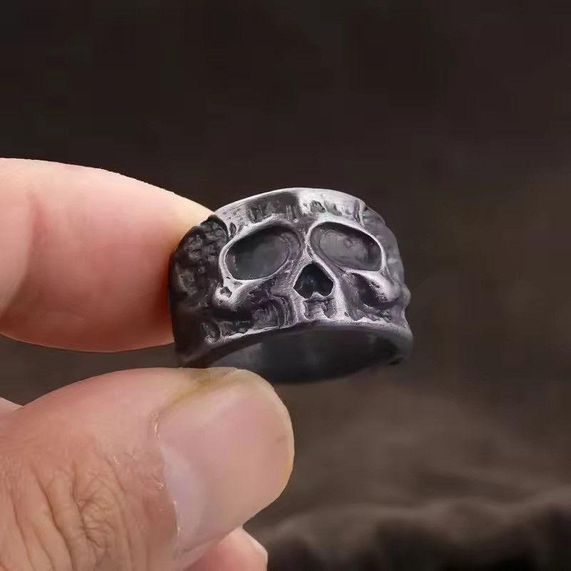 Jewelry Stainless Steel Skull Punk Ring Size ONE SIZE - 2 Thumbnail