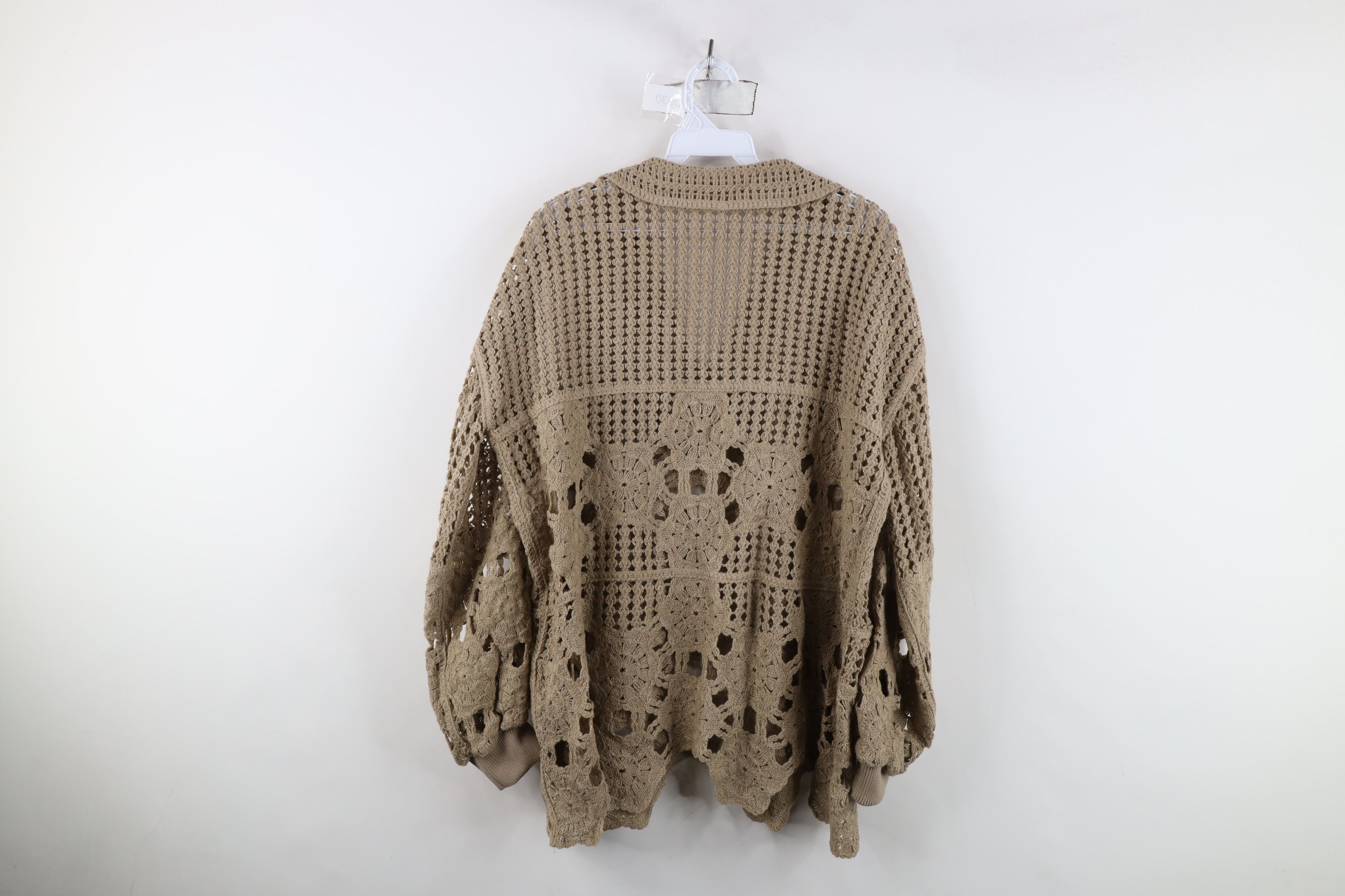 Soft Surroundings Soft Surroundings Chic Flower Crochet Collared Sweater Brown Size L / US 10 / IT 46 - 10 Thumbnail