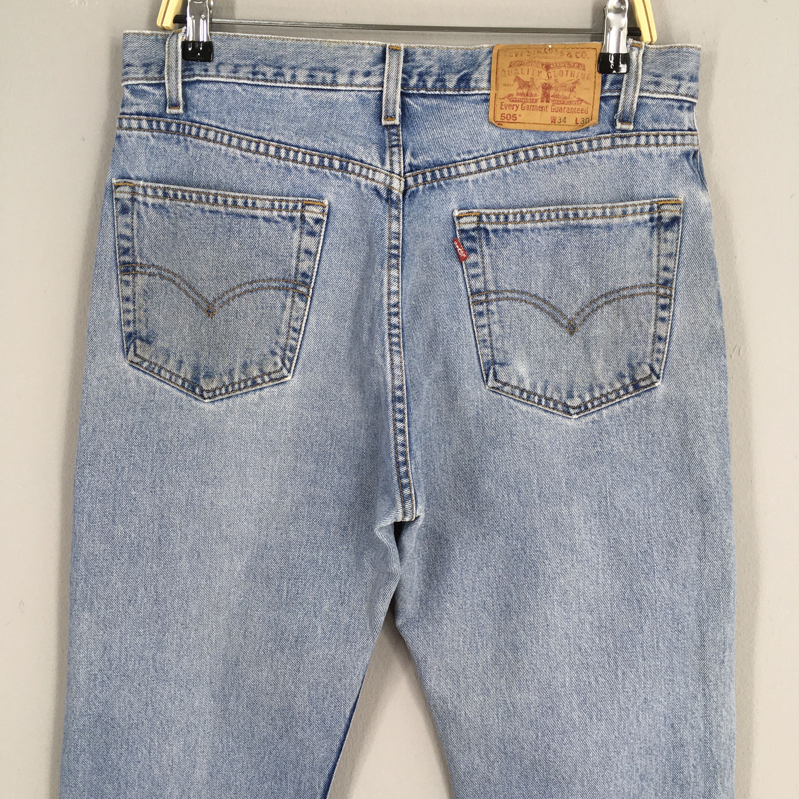 Levi's Size 31x28 Vintage 90s Levi's 505 Faded Blue Jeans S749 Size US 31 - 11 Thumbnail