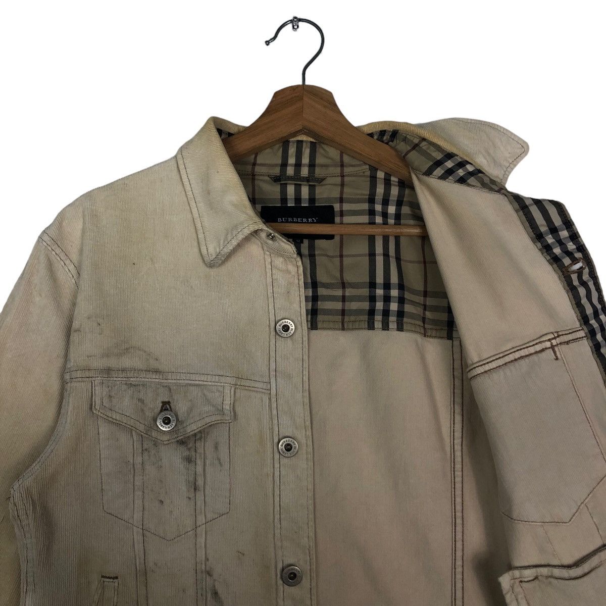 Burberry 🔥Vtg Cropped Biker Jacket Corduroy Burberry Nova Check Size US M / EU 48-50 / 2 - 10 Thumbnail