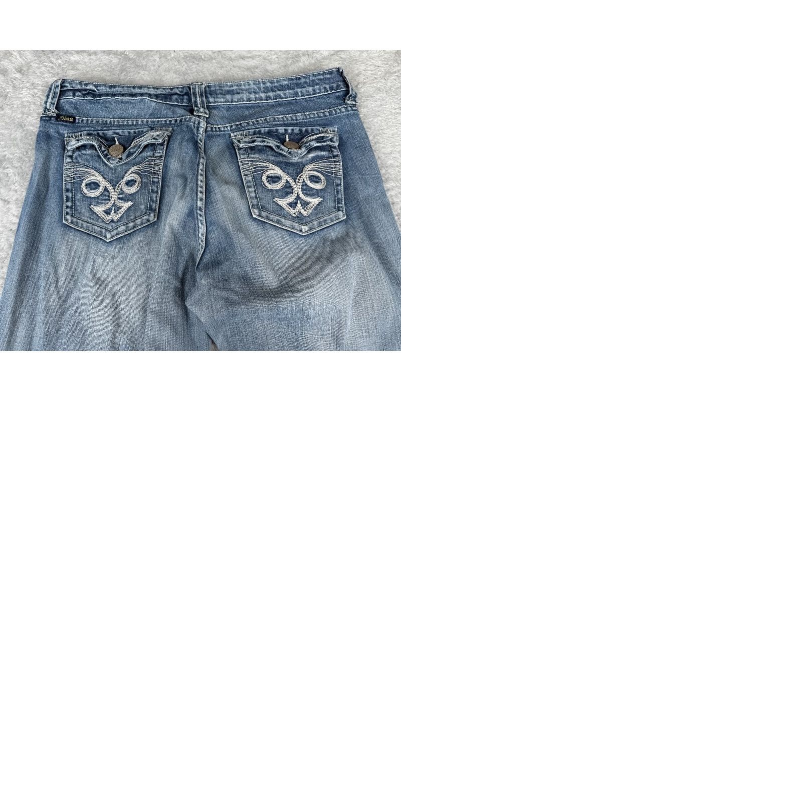 Denime Adiktd Jeans Women 12 Blue Denim Bootcut Distressed Embellished 33x31 Jeans Size 34" / US 12 / IT 48 - 10 Thumbnail