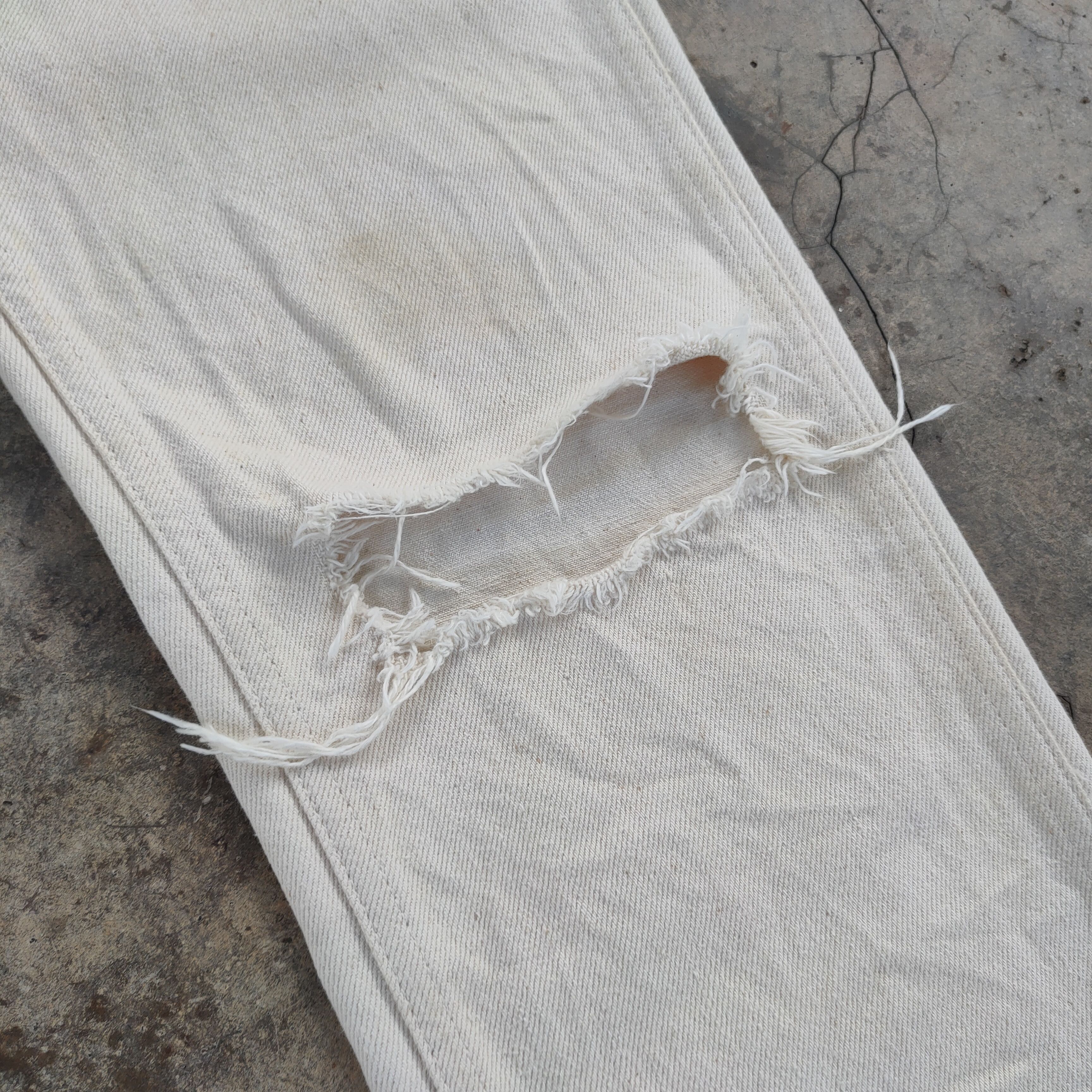 Unused VINTAGE UNUSED SKINNY FADED WHITE YELLOW JEANS DENIM PANTS Size US 32 / EU 48 - 5 Thumbnail