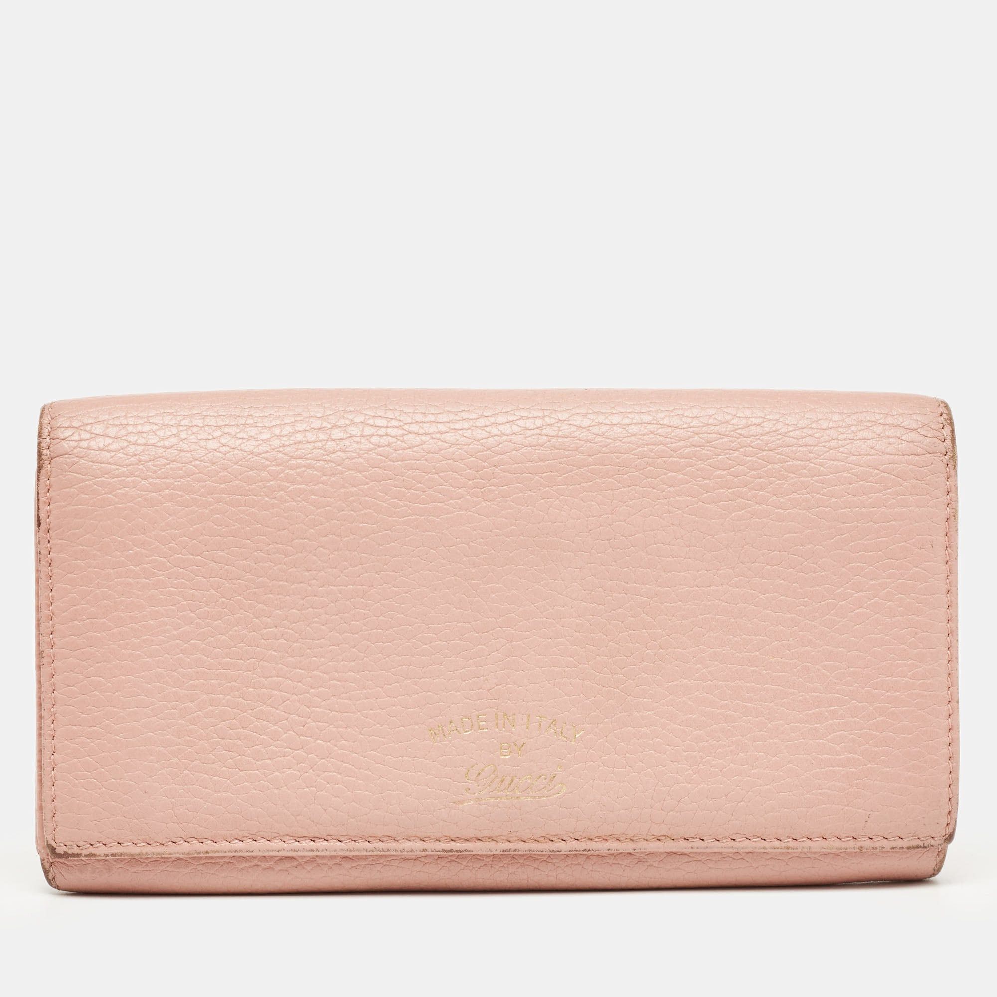 image of Gucci Old Rose Leather Swing Continental Wallet in Pink, Women's