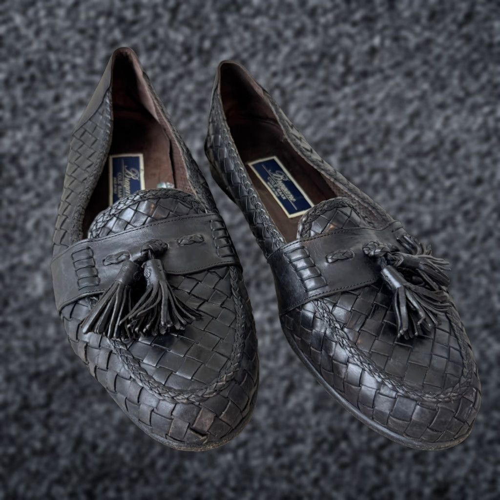 Bragano by Cole Haan Mens Woven Leather Tassel Loafer Black Italy 10 Slip  On Dress Mens