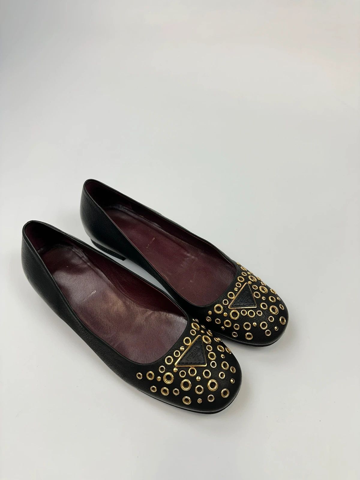 Prada Prada Milano Black Grained Leather With Gold Eyelet Loafer Size US 6 / IT 36 - 4 Thumbnail