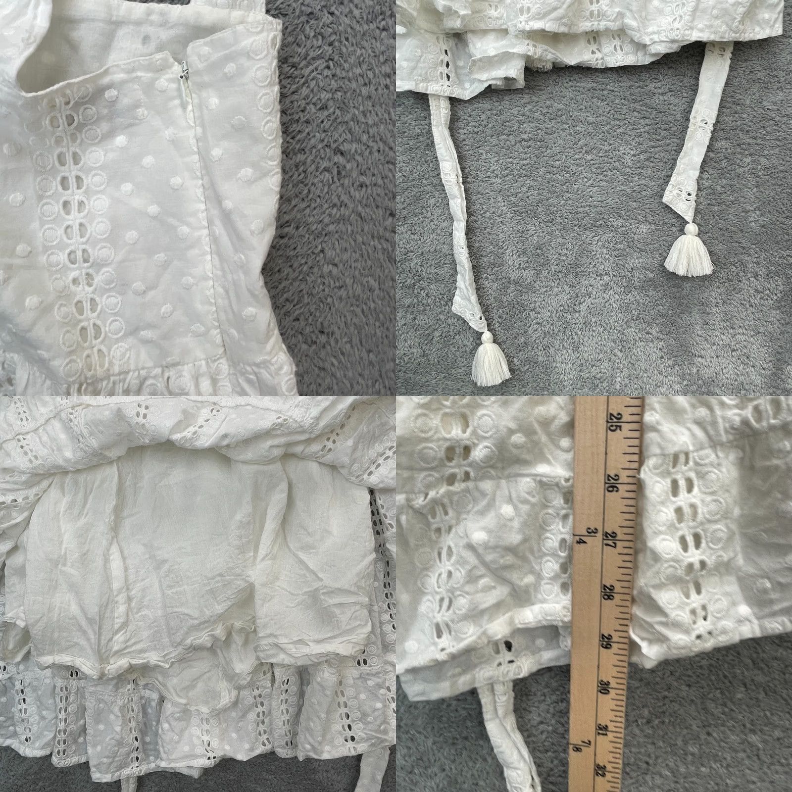 Vintage Mille Resort And Travel Dress Womens Medium White Mini Lined Halter Strap Eyelet Midi? Short Size M / US 6-8 / IT 42-44 - 8 Thumbnail