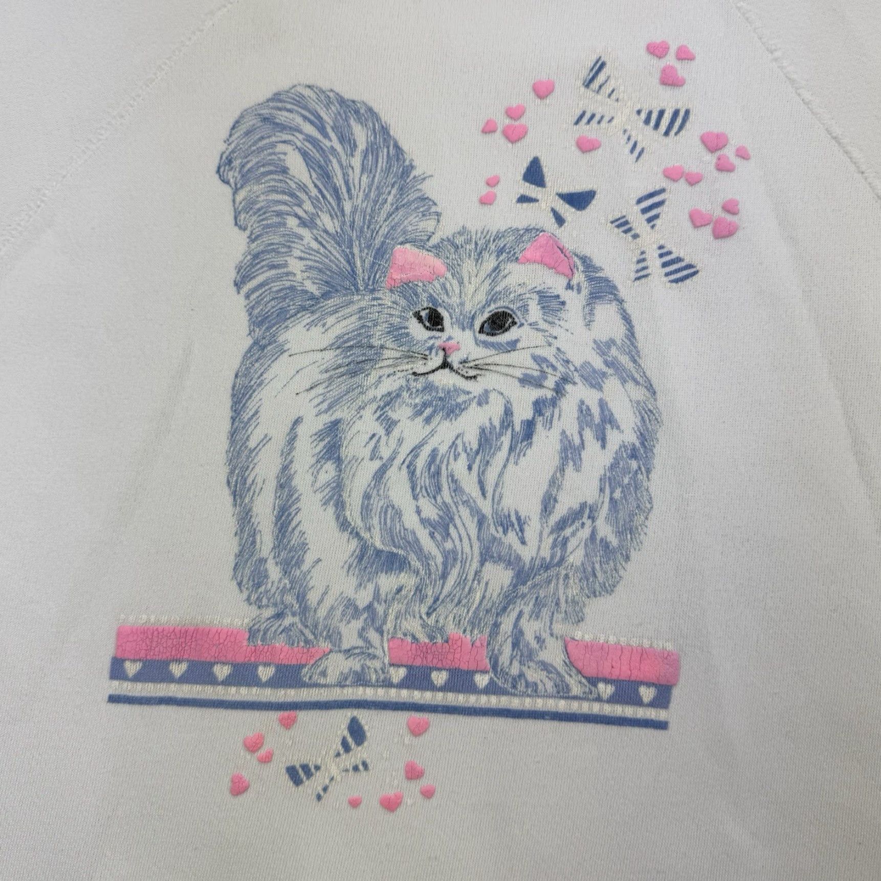 Vintage Vintage Artex Cat Sweatshirt Adult Large Pullover 1980s White Activewear Womens Size L / US 10 / IT 46 - 3 Thumbnail