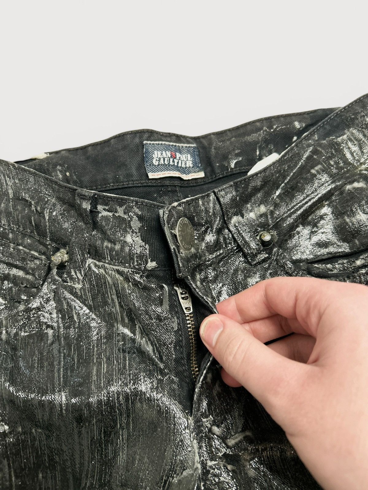 Jean Paul Gaultier Waxed Black Metal Patch Denim Size US 29 - 5 Thumbnail