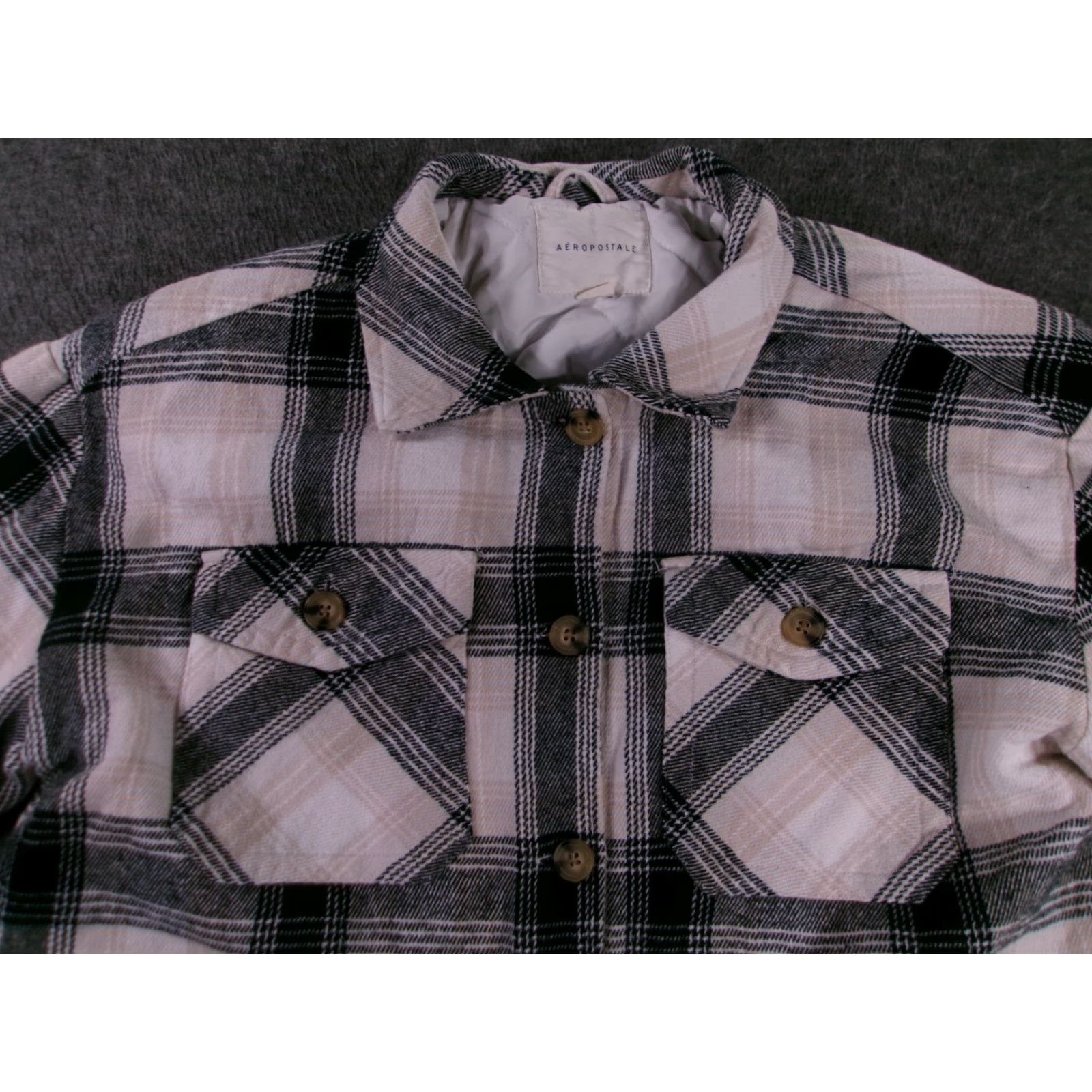 Vintage VINTAGE Aeropostale Shacket Women Medium Gray Plaid Flannel Quilted Lined Outdoor Chore Shirt Size M / US 6-8 / IT 42-44 - 2 Thumbnail