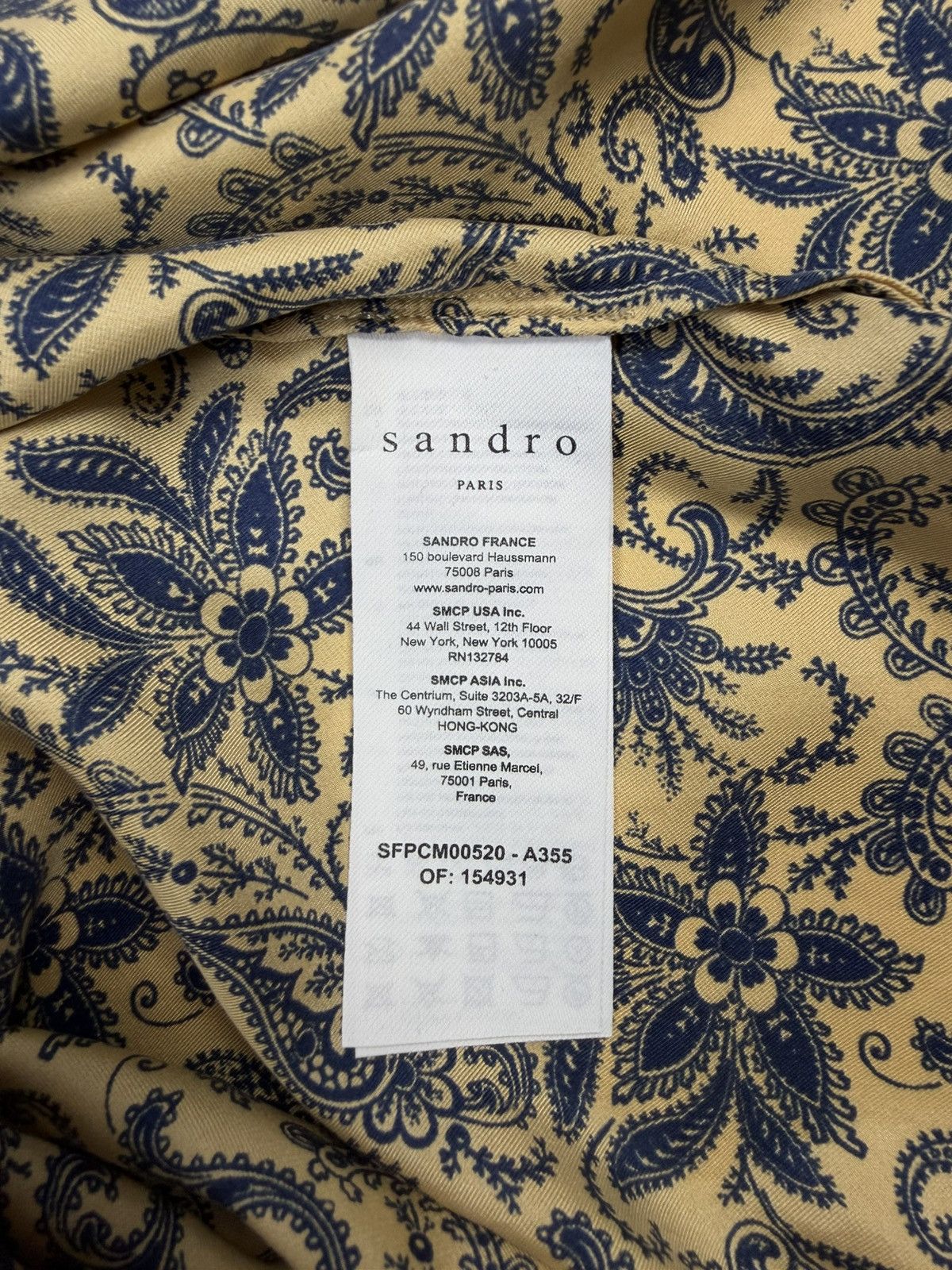 Sandro rare Sandro Paris 100% Silk Paisley Button Up Shirt Blouse Size L / US 10 / IT 46 - 17 Thumbnail
