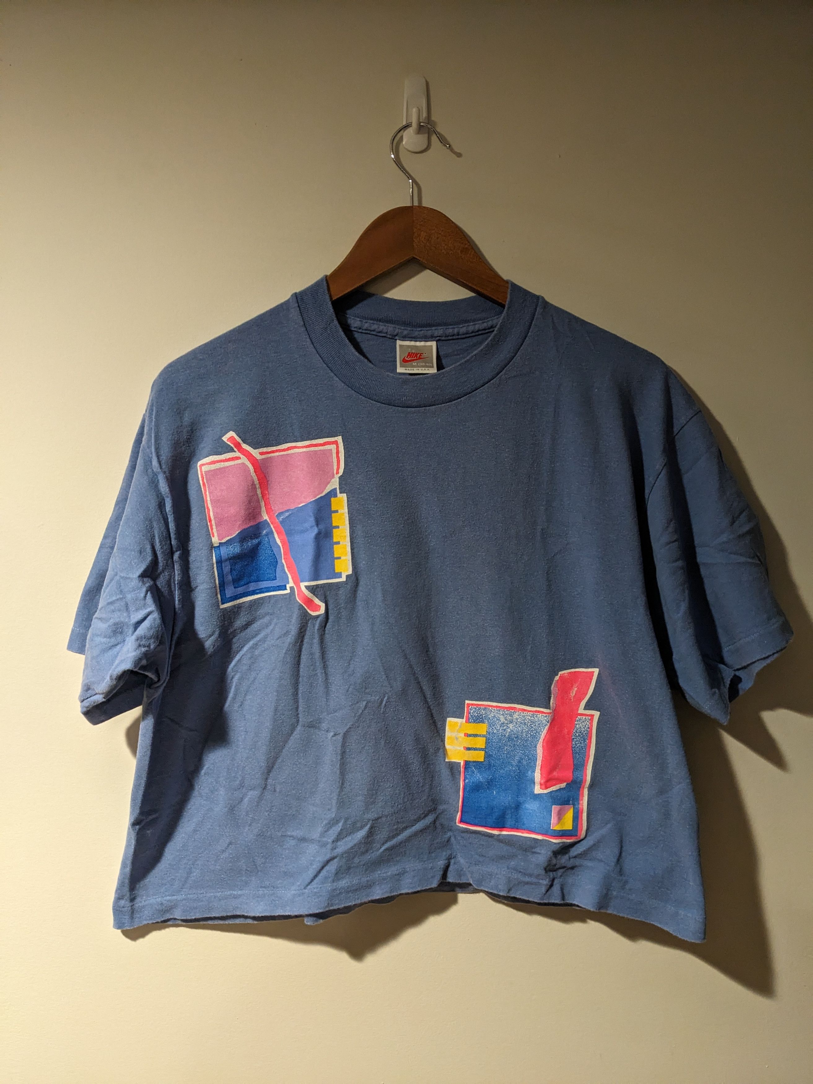 Nike × Vintage Vintage 90s Nike Swoosh Art Purple Medium Cropped T-Shirt Size M / US 6-8 / IT 42-44 - 1 Thumbnail