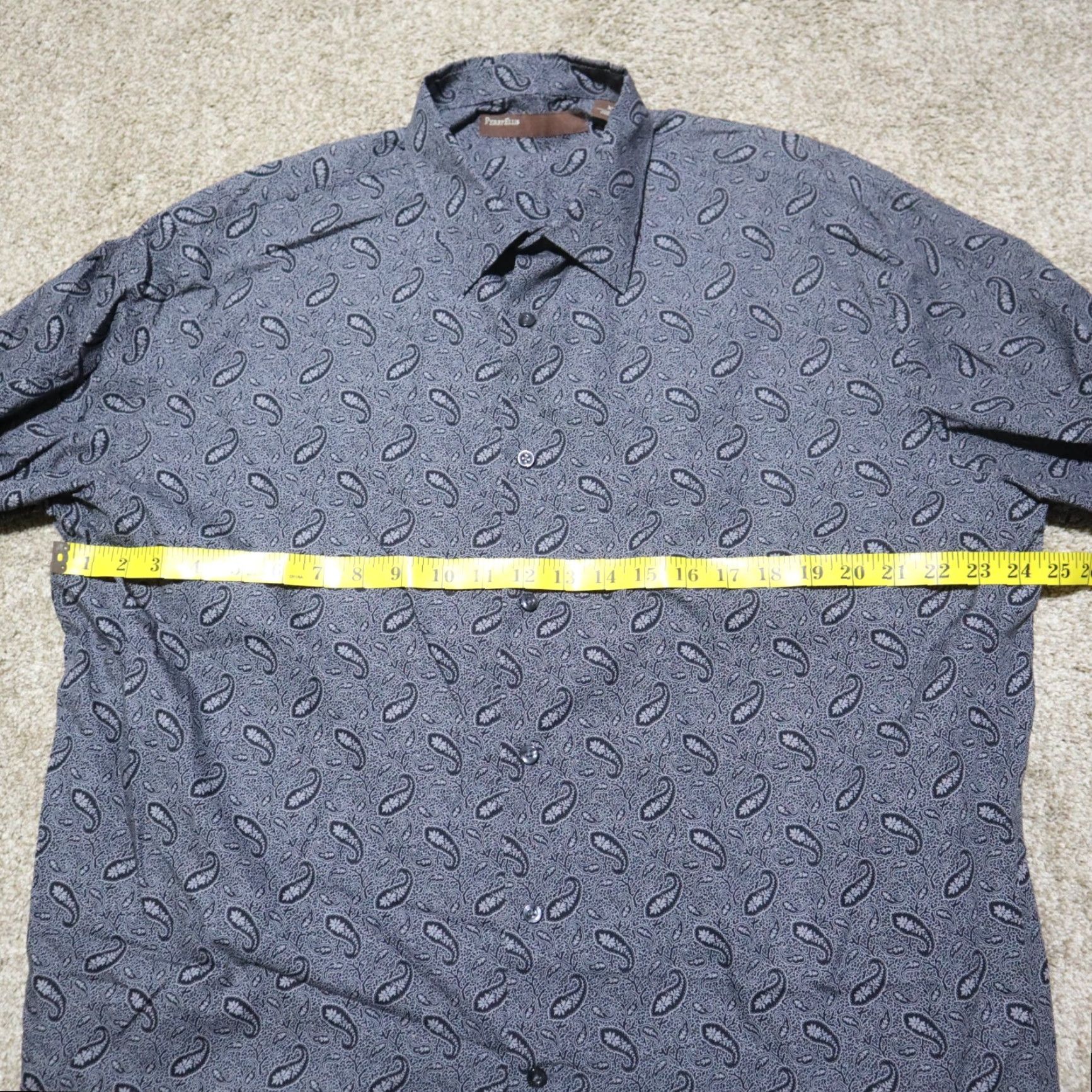 Perry Ellis Perry Ellis Shirt Button-Up Mens XL Gray Paisley Long Sleeve Collared Button-Down Size US XL / EU 56 / 4 - 4 Thumbnail