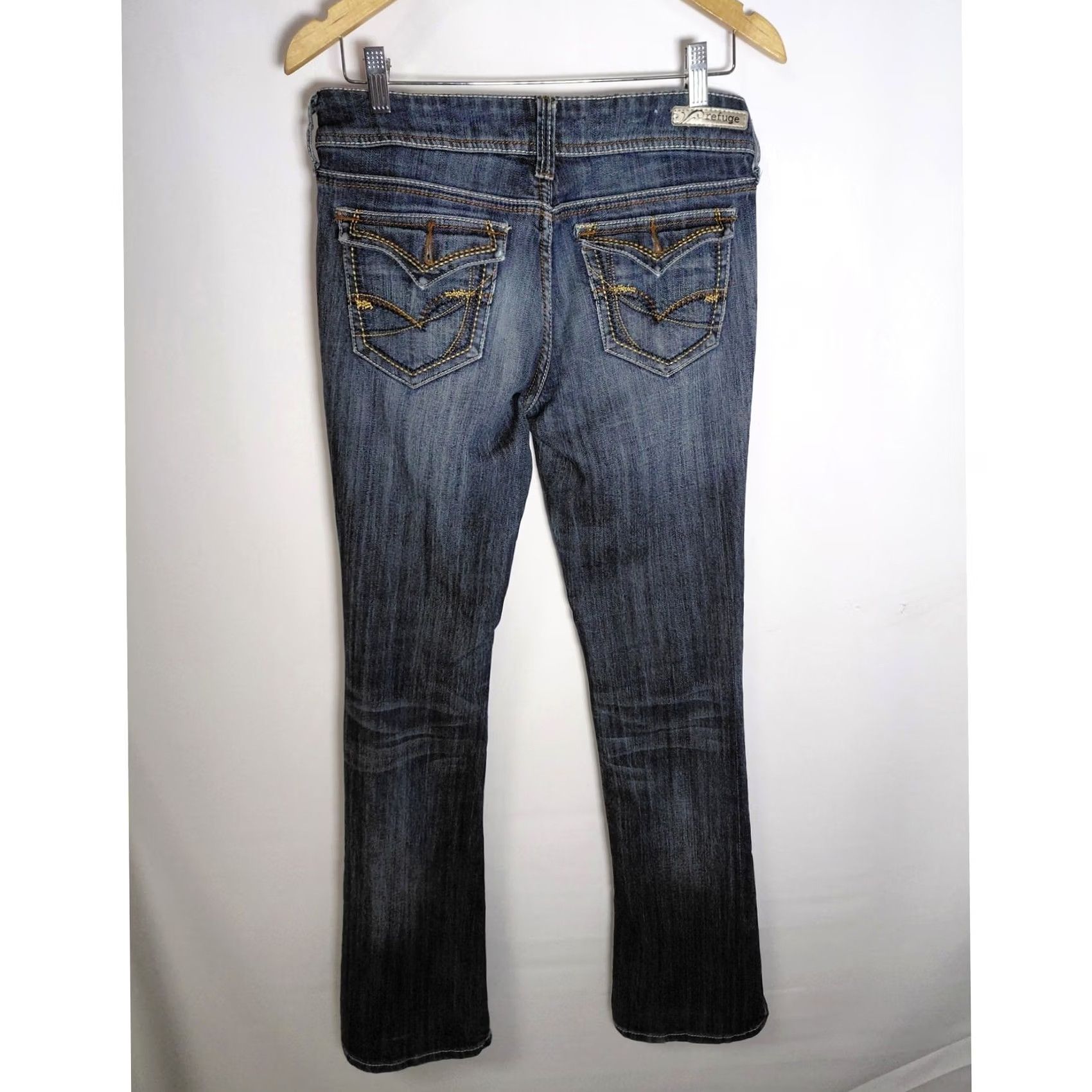 Vintage Refuge Uge Knockout Skinny Boot Jeans Blue Solid Denim Women Size 6 Size 28" / US 6 / IT 42 - 2 Thumbnail