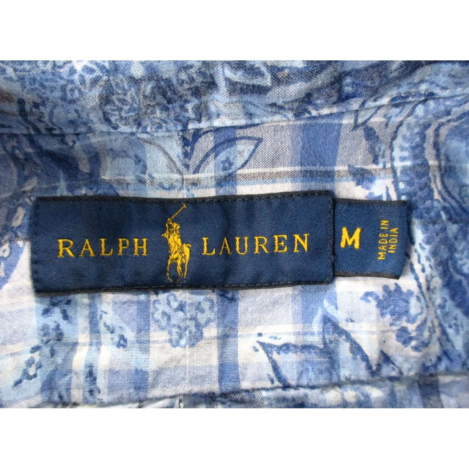 Ralph Lauren Ralph Lauren Shirt Mens M Blue Paisley Floral Plaid Button-Up Casual Summer White Space? Size US M / EU 48-50 / 2 - 6 Thumbnail