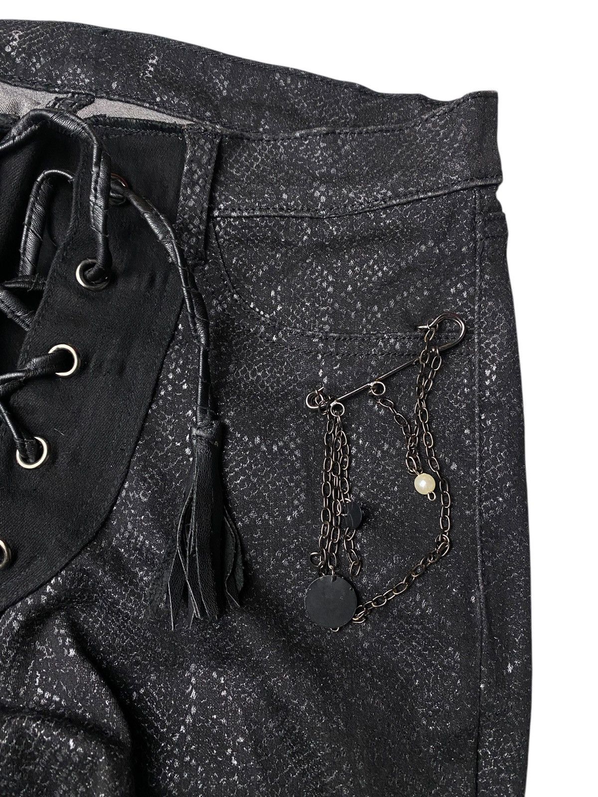If Six Was Nine 2000's Snakeskin Laced Up Chain Custom Flared Pants Size US 28 / EU 44 - 5 Thumbnail
