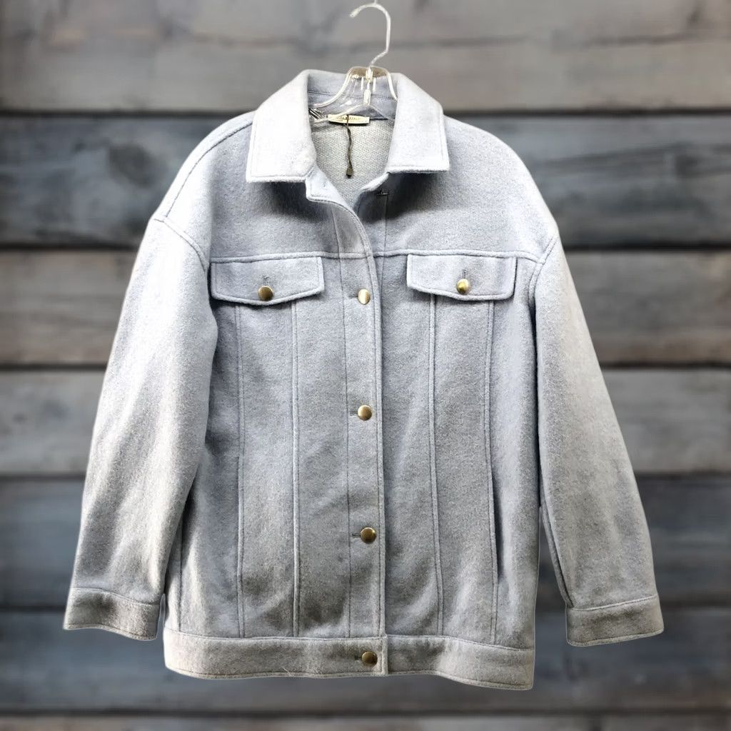 Zara VINTAGE Zara Oversized Shacket Womens S Dusty Blue Wool Blend Chore Jacket Soft Thick Size S / US 4 / IT 40 - 1 Thumbnail