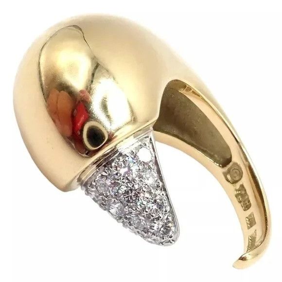Tiffany & Co. Tiffany & Co. Elsa Peretti 18k Yellow Gold Diamond Bird Ring Size ONE SIZE - 1 Thumbnail