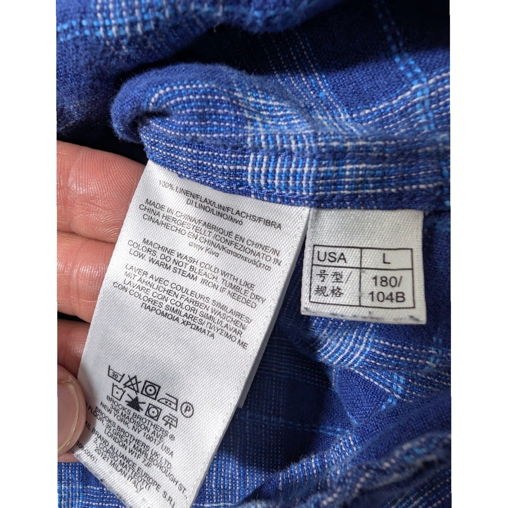 Brooks Brothers Brooks Brothers Button-Down Shirt Mens L Blue Plaid 100% Linen L/S Pockets Shirt Button-Up Casual Classic Travel Size US L / EU 52-54 / 3 - 4 Thumbnail