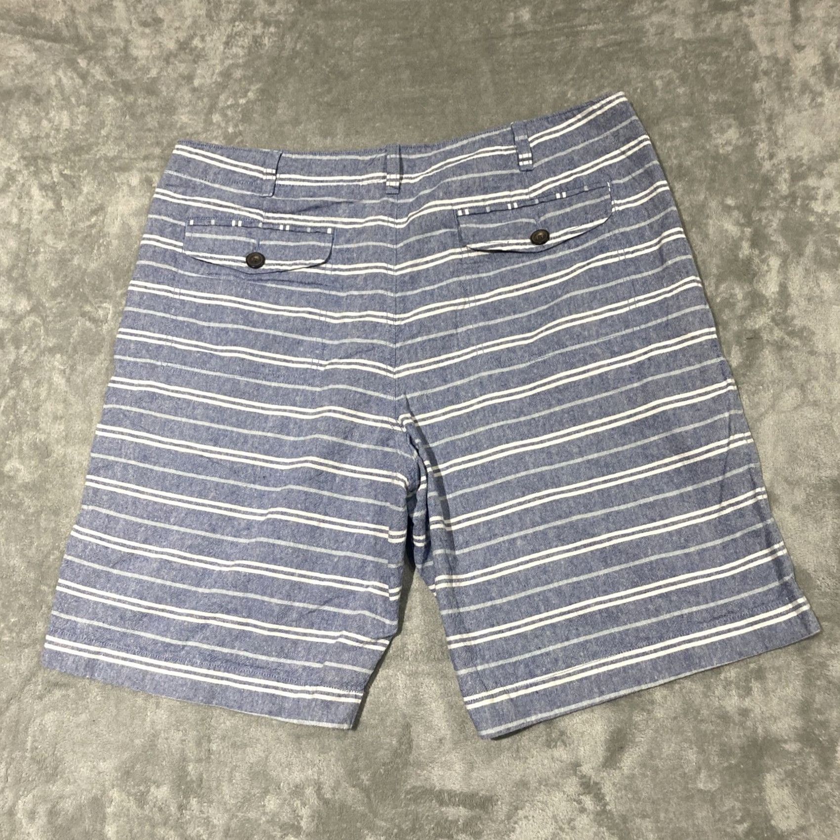 J.Crew J.CREW Shorts Mens 38 Chino Flat Front Blue White Linen Cotton Blend Casual Belt Loops Pockets Regular Size US 38 / EU 54 - 5 Thumbnail