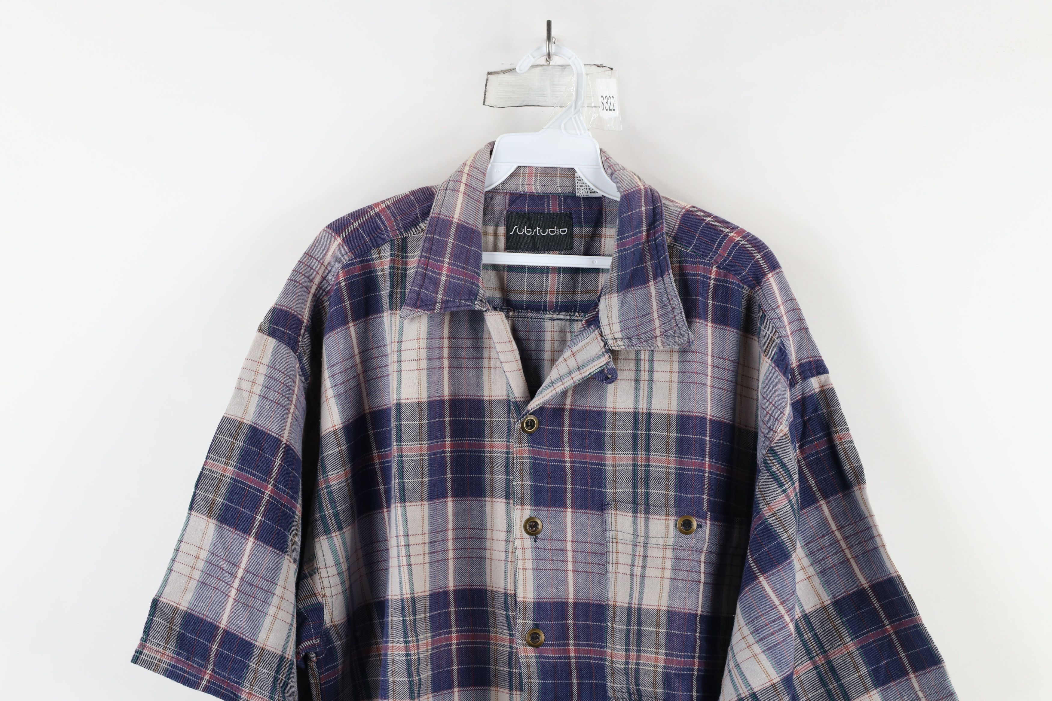 Vintage Vintage 90s Streetwear Collar Flannel Button Shirt Plaid Size US XL / EU 56 / 4 - 2 Thumbnail