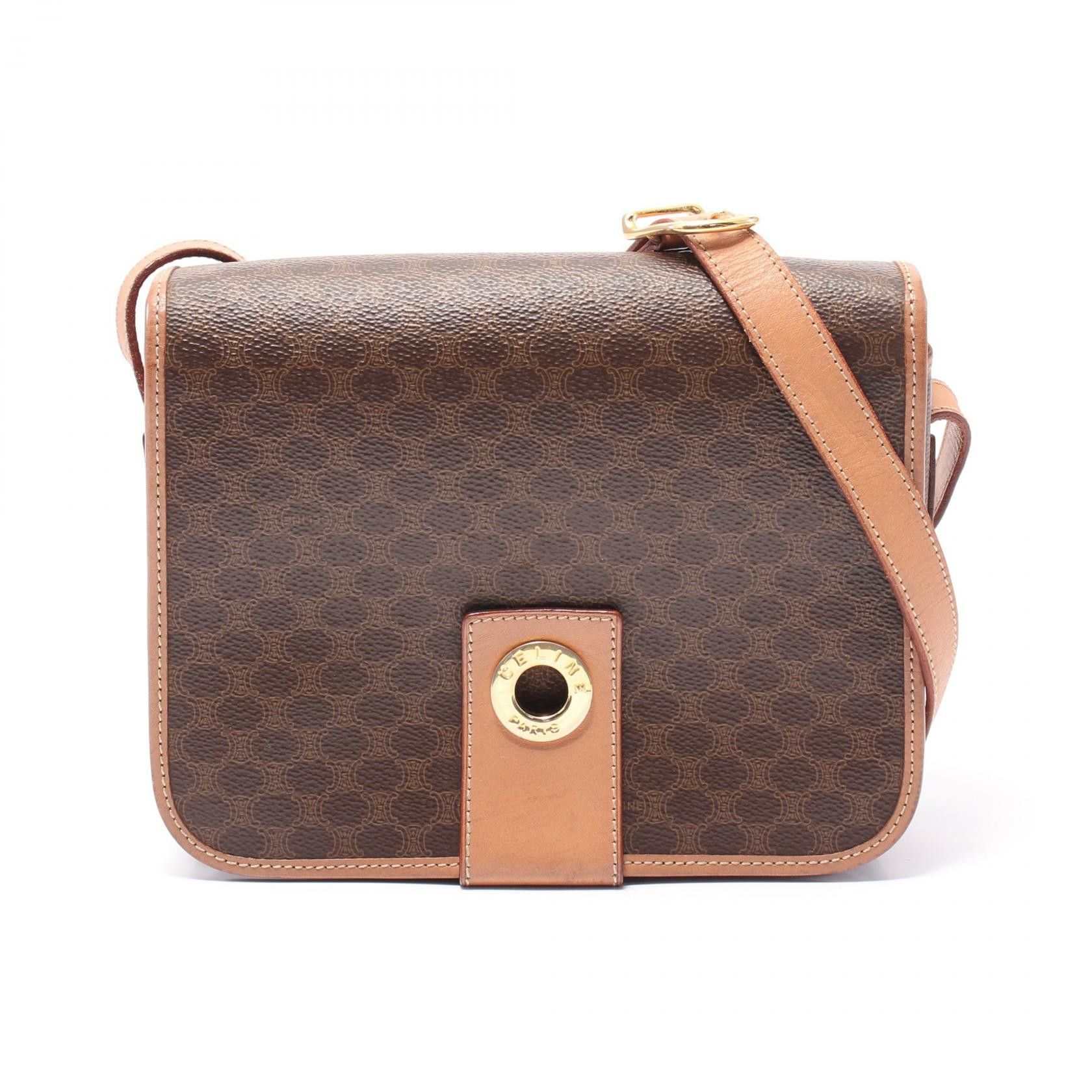 Celine Celine Macadam Coated Canvas Shoulder Bag Canvas Shoulder Bag in Brown, Women's