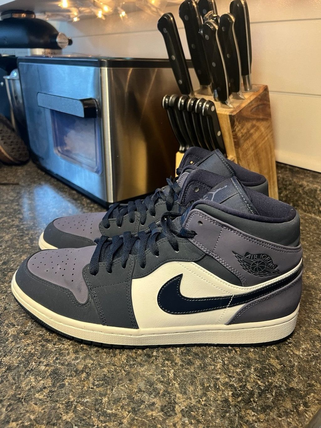 Nike Nike Air Jordan 1 Mid Obsidian Sanded Purple Size US 11.5 / EU 44-45 - 2 Thumbnail