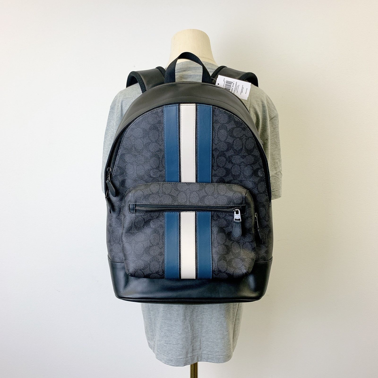 Coach Coach Cv922 West Backpack Varsity Stripe /Denim/Chalk Size ONE SIZE - 1 Thumbnail