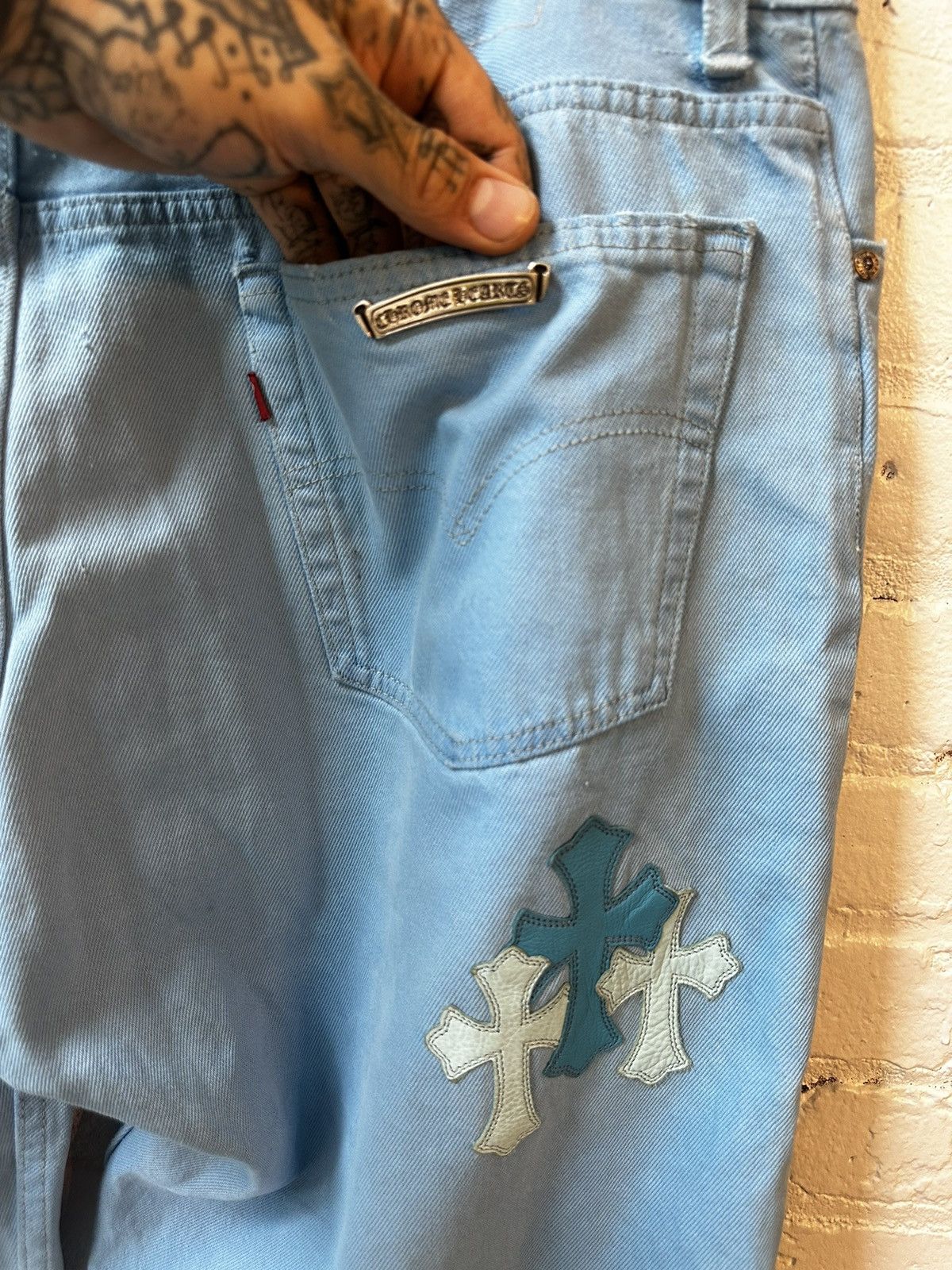 Chrome Hearts × Drake × Levi's DRAKE PERSONAL CHROME HEARTS CROSS PATCH JEANS Size US 40 / EU 56 - 10 Thumbnail