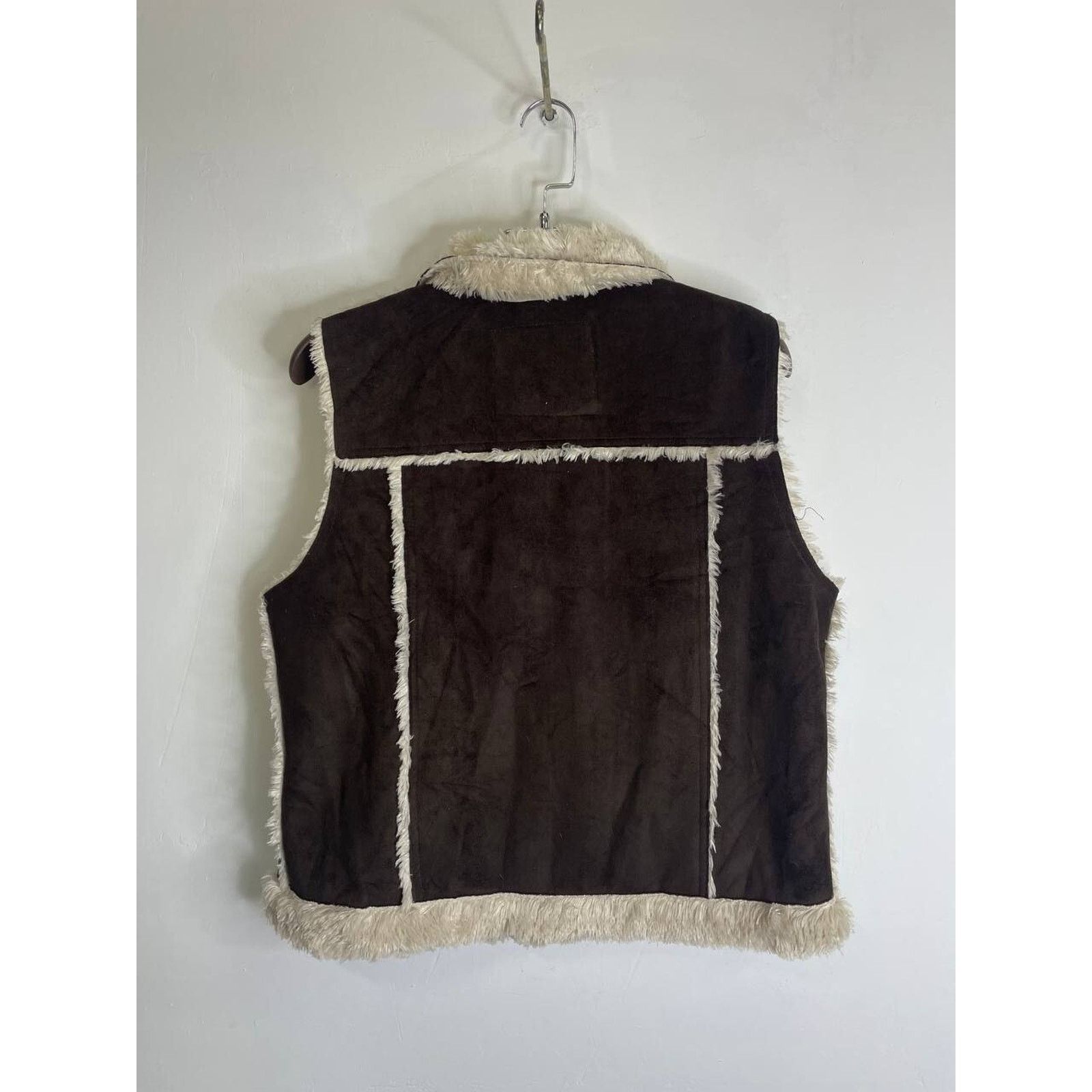 Japanese Brand Vintage Brown Faux Shearling Zip Vest Sherpa Lined Outerwear Size M / US 6-8 / IT 42-44 - 6 Thumbnail