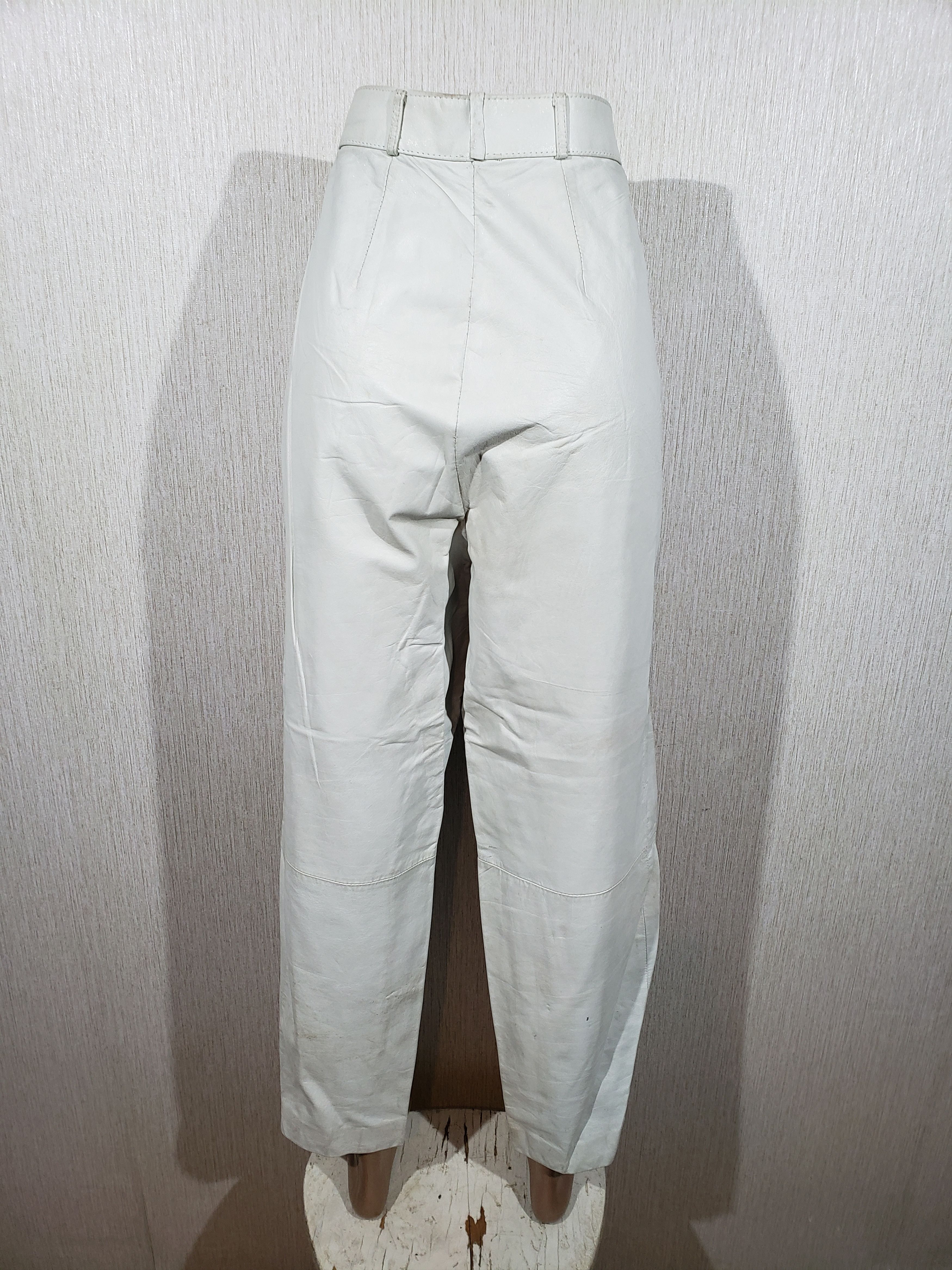 Genuine Leather White women's pants with pockets. Size 30" / US 8 / IT 44 - 4 Thumbnail