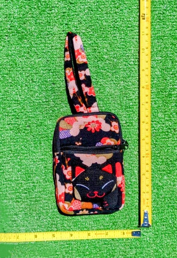 Designer Compact Flowers & Black Cat Travel Sleeve Pouch Clutch Bag Size ONE SIZE - 3 Thumbnail